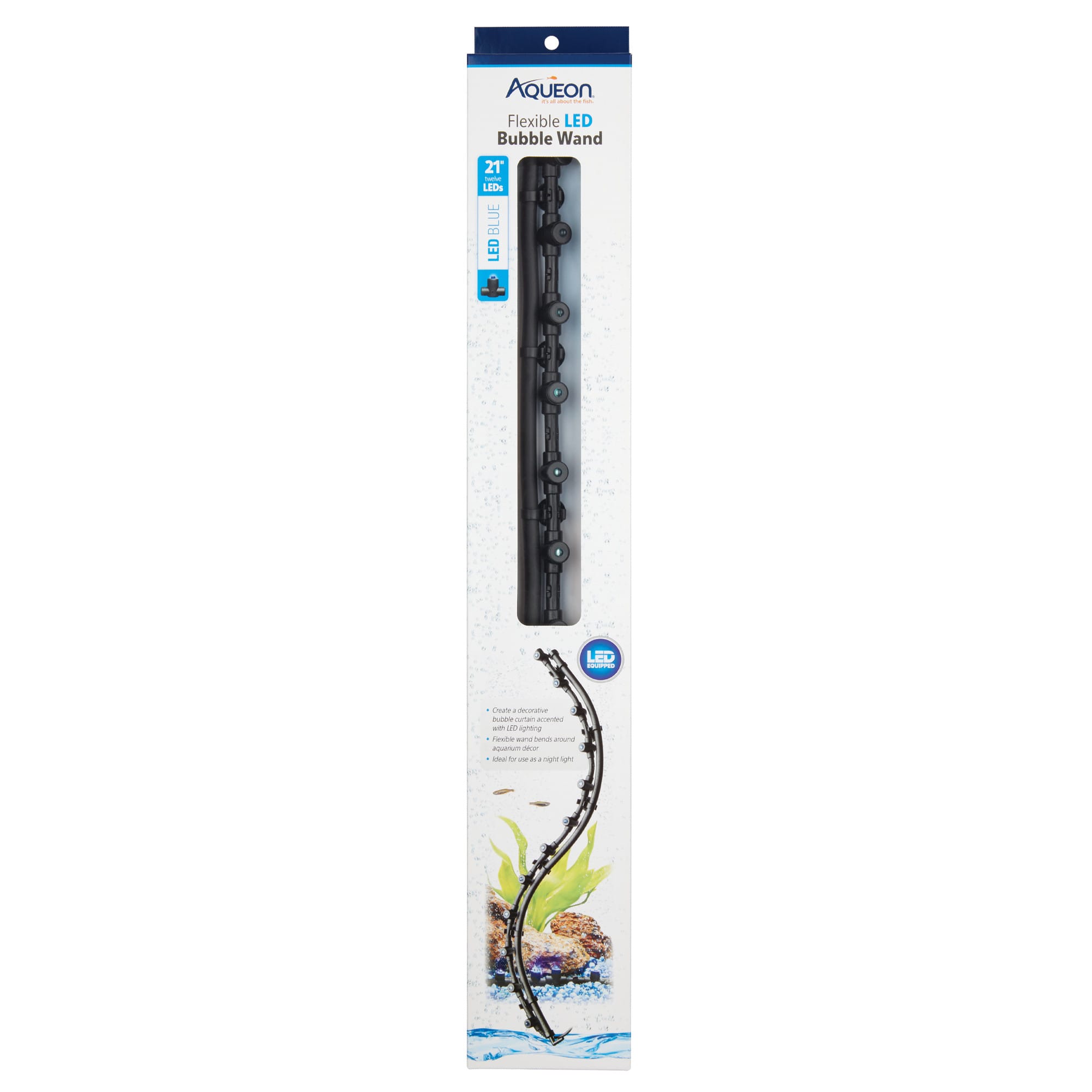 Bestaan de begeleiding Zwembad Aqueon Flex LED Bubble Wand for Aquariums, Blue, 21" L X 2.25" W X 3" H |  Petco