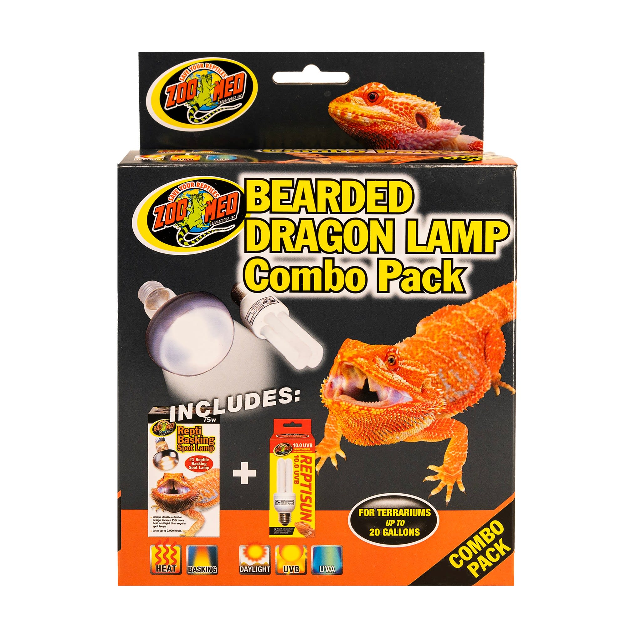 heldig progressiv krigsskib Zoo Med Bearded Dragon Lamp Combo Pack, Pack of 2 bulbs | Petco