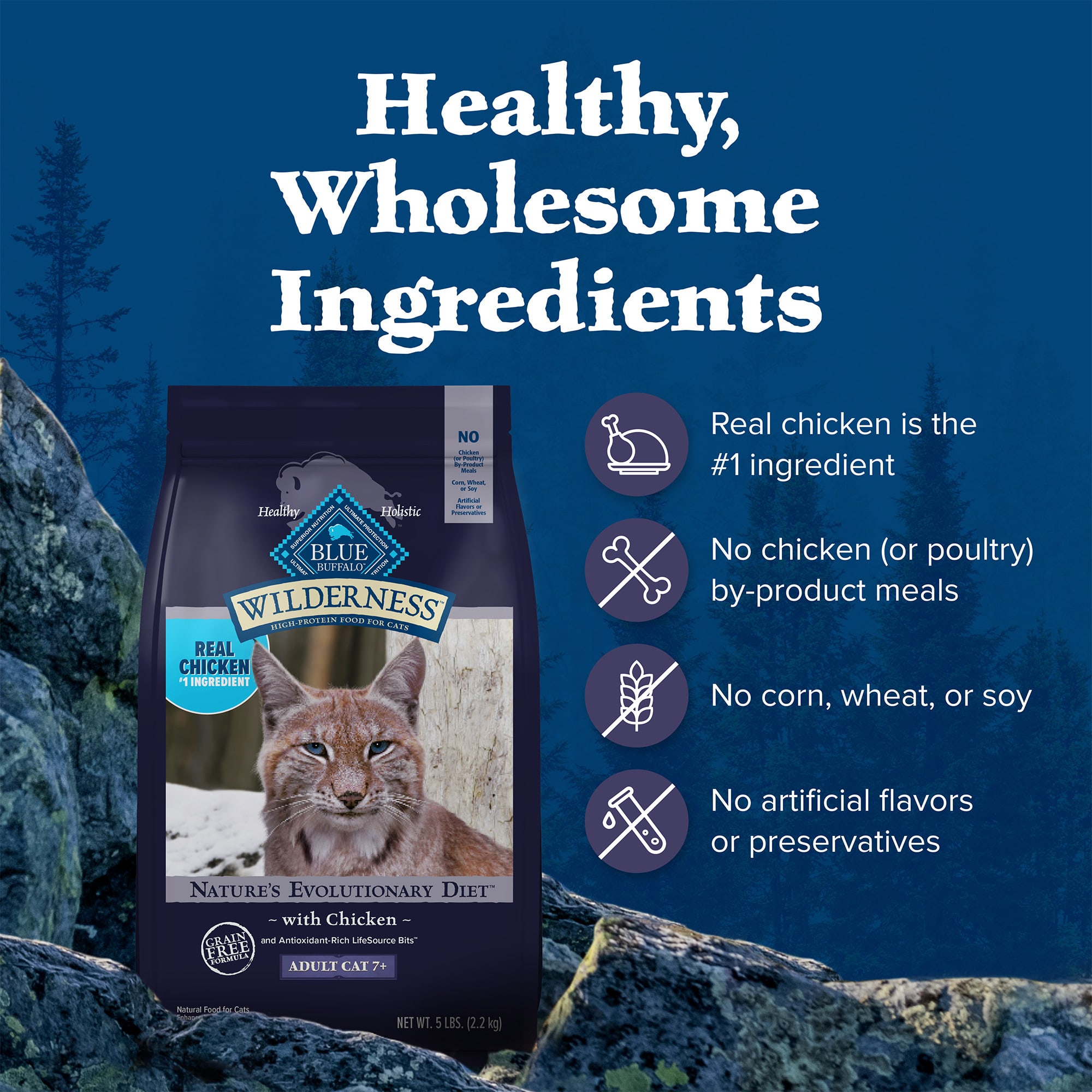 Blue Buffalo Wilderness Chicken Mature Dry Cat Food, Petco