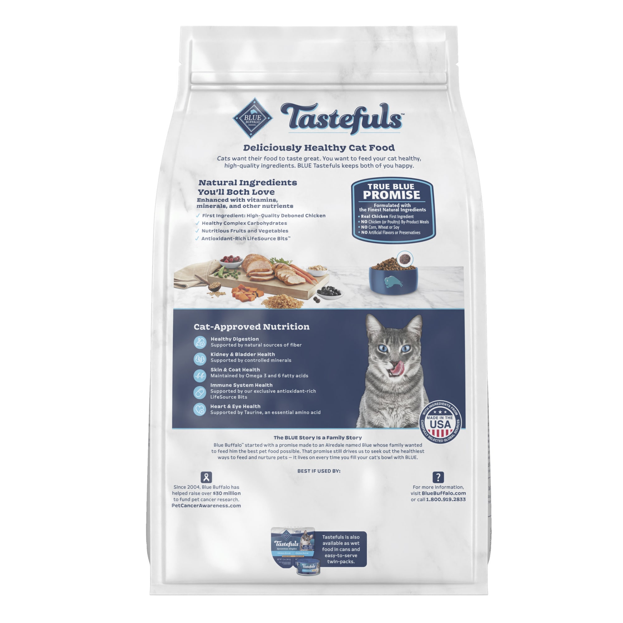 Blue Buffalo Blue Tastefuls Chicken and Turkey Recipe Adult Multi Cat  Natural Dry Cat Food, 15 lbs.