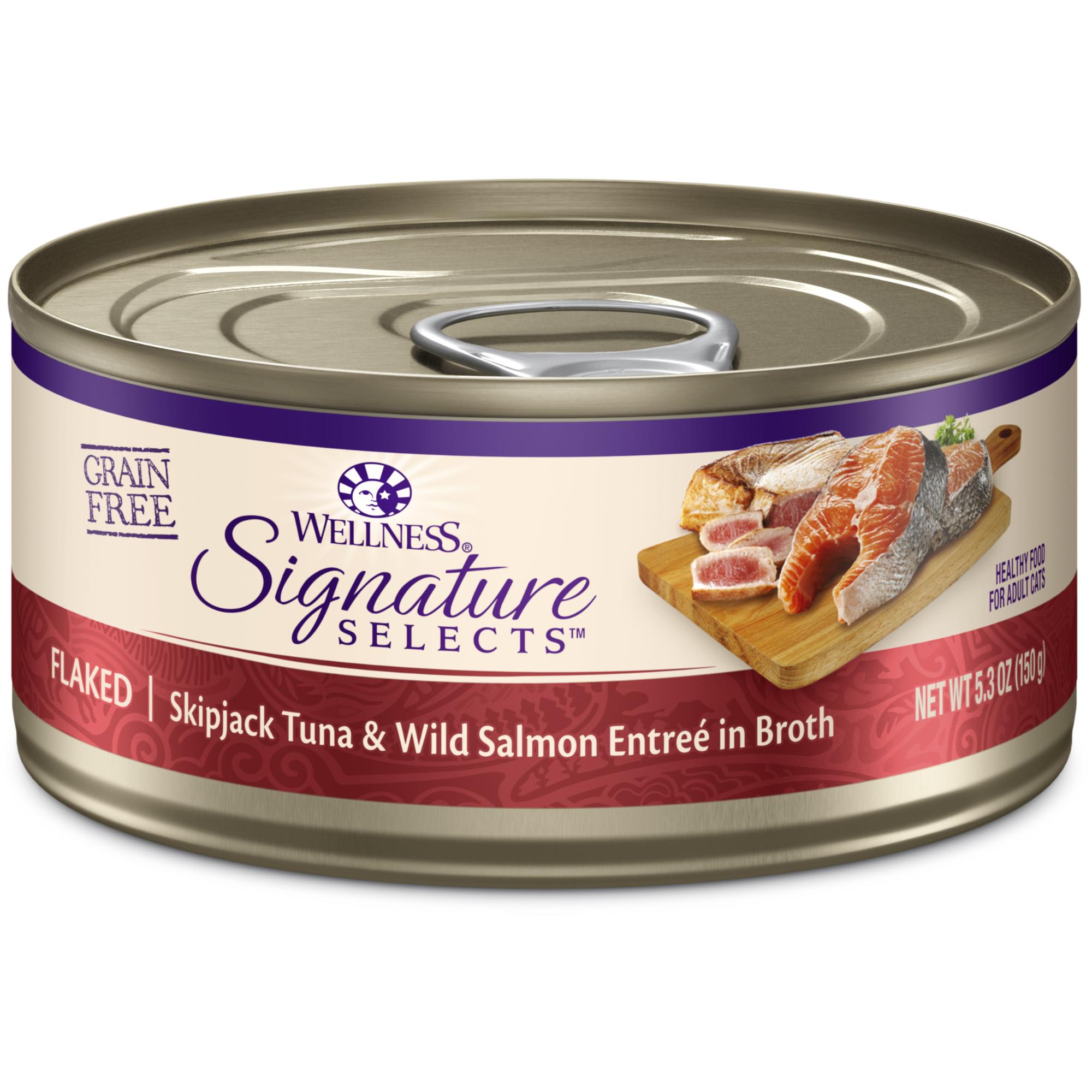 Wellness CORE Signature Selects Natural Grain Free Flaked Skipjack Tuna Salmon Wet Cat Food 5.3 oz. Case of 12