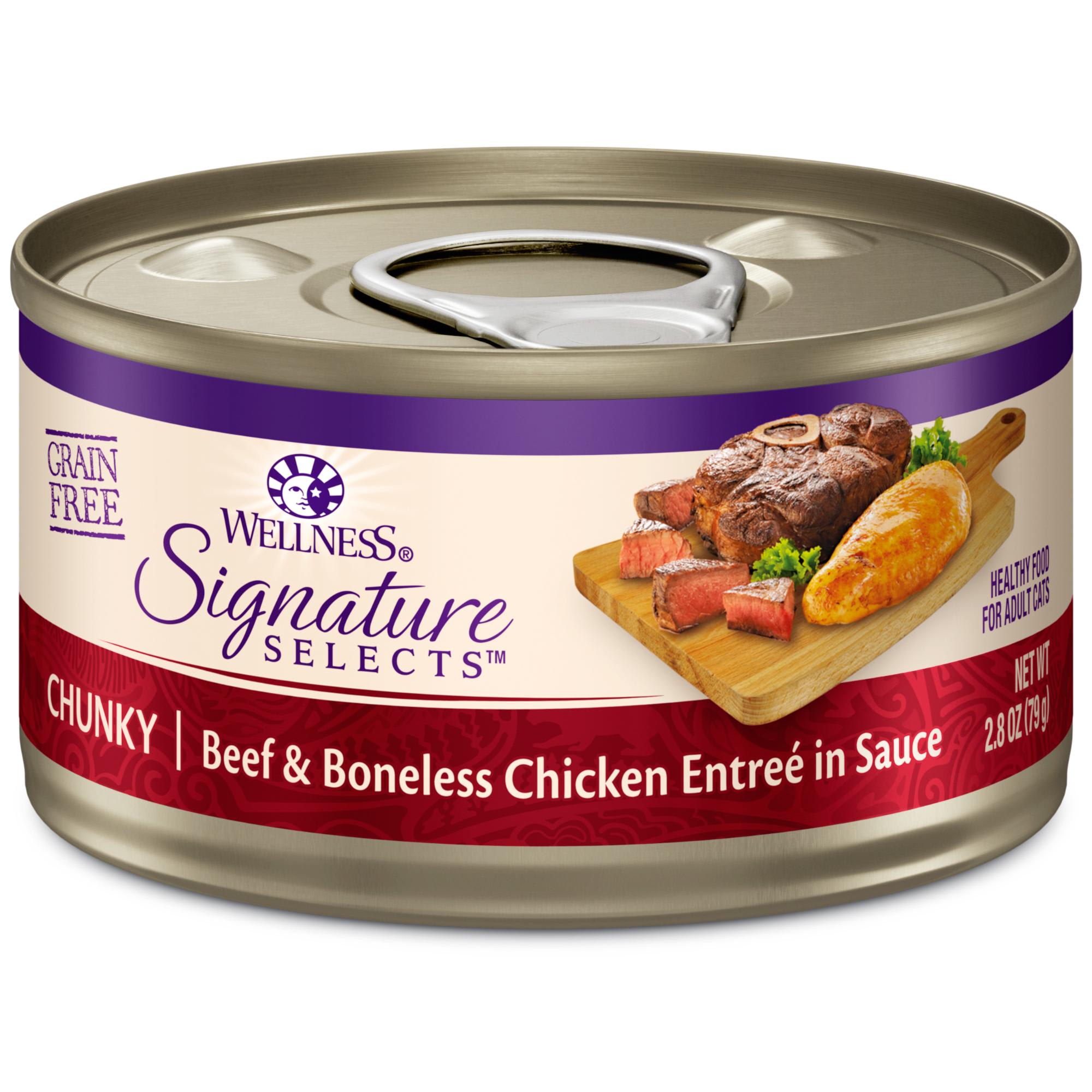 Wellness CORE Signature Selects Natural Grain Free Chunky Beef & Chicken Wet Cat Food, 2.8 oz., Case of 12, 12 X 2.8 OZ