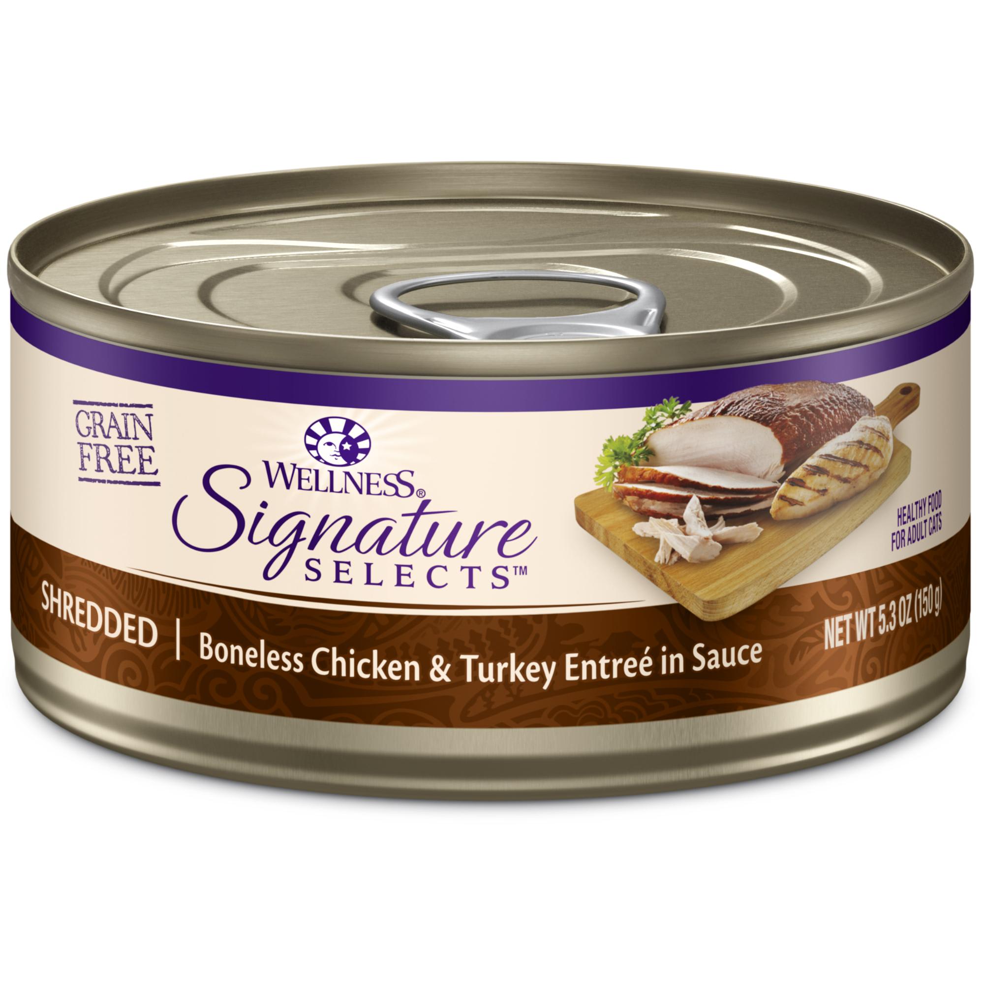 Wellness CORE Signature Selects Natural Grain Free Shredded Chicken Turkey Wet Cat Food 5.3 oz. Case of 12