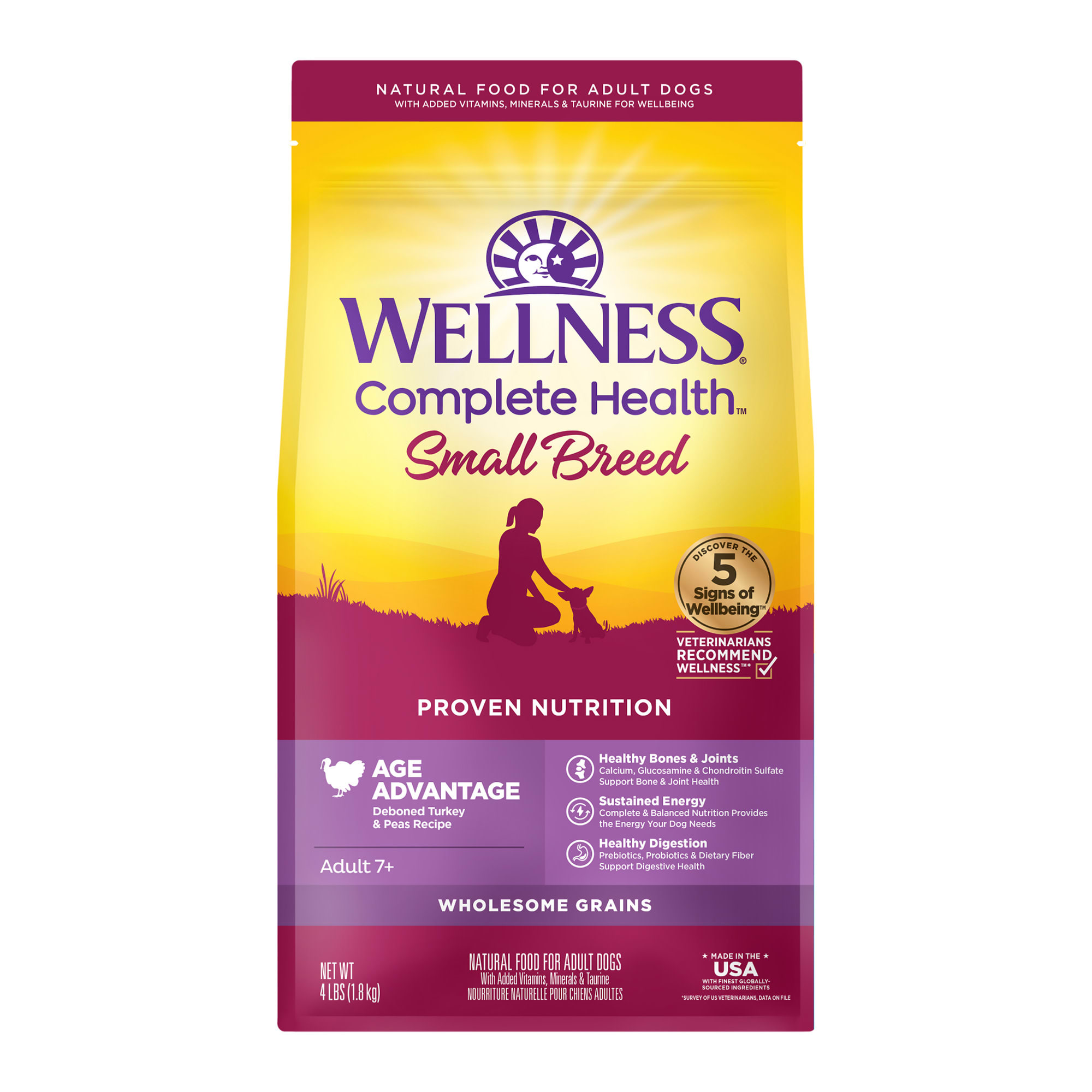 Wellness Complete Health Natural Small Breed Senior Health Recipe Dry Dog Food 4 lbs