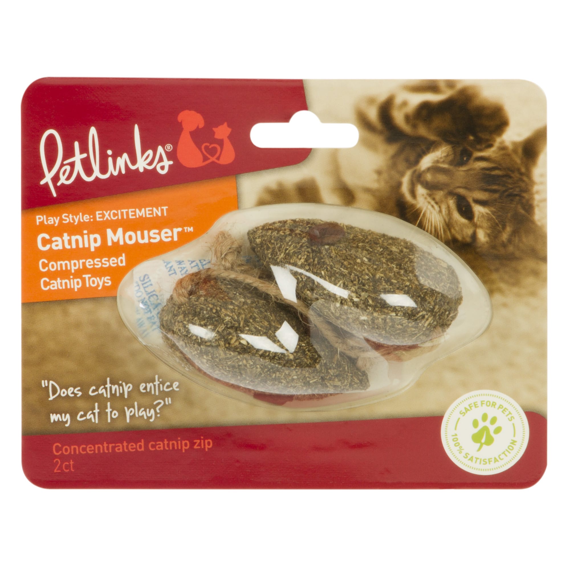 Petlinks System Catnip Mouser Compressed Catnip Cat toy, 2 L, 2 IN, Brown