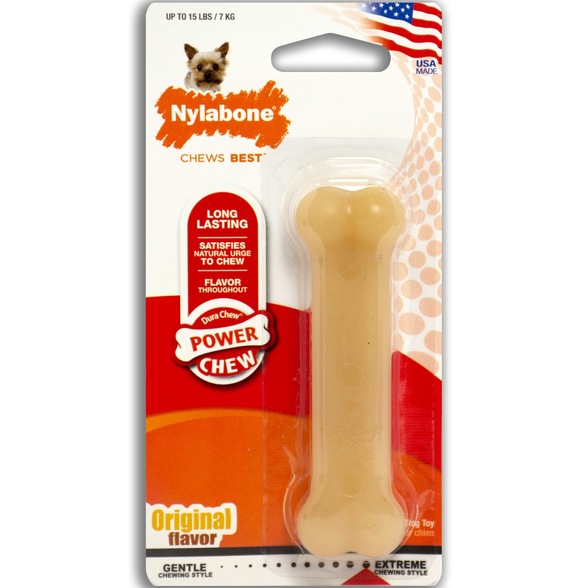 Nylabone Power Chew Dura Chew Original Flavored Bone Chew Toy, Petite