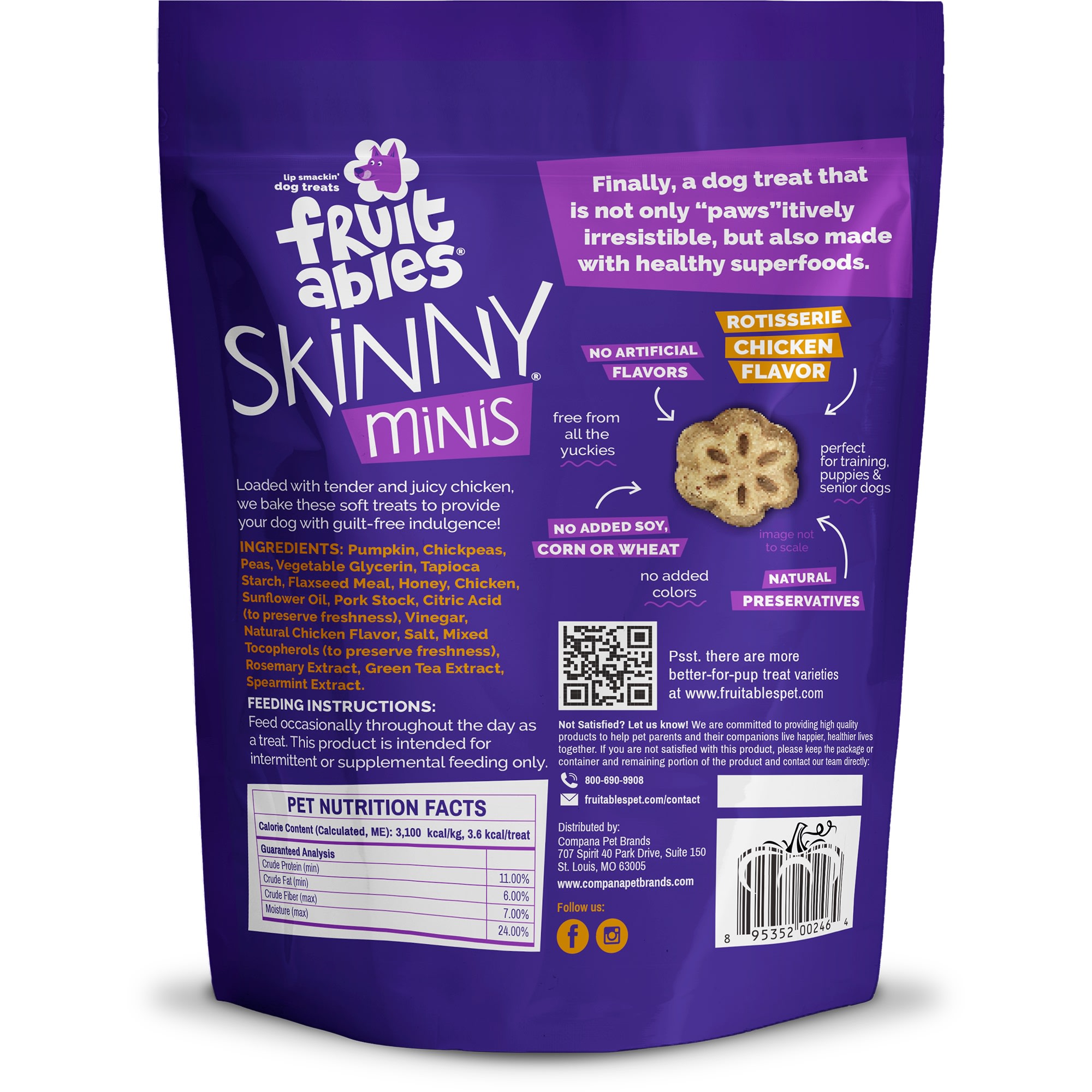 Fruitables Skinny Minis Rotisserie Chicken Soft & Chewy Dog Treats