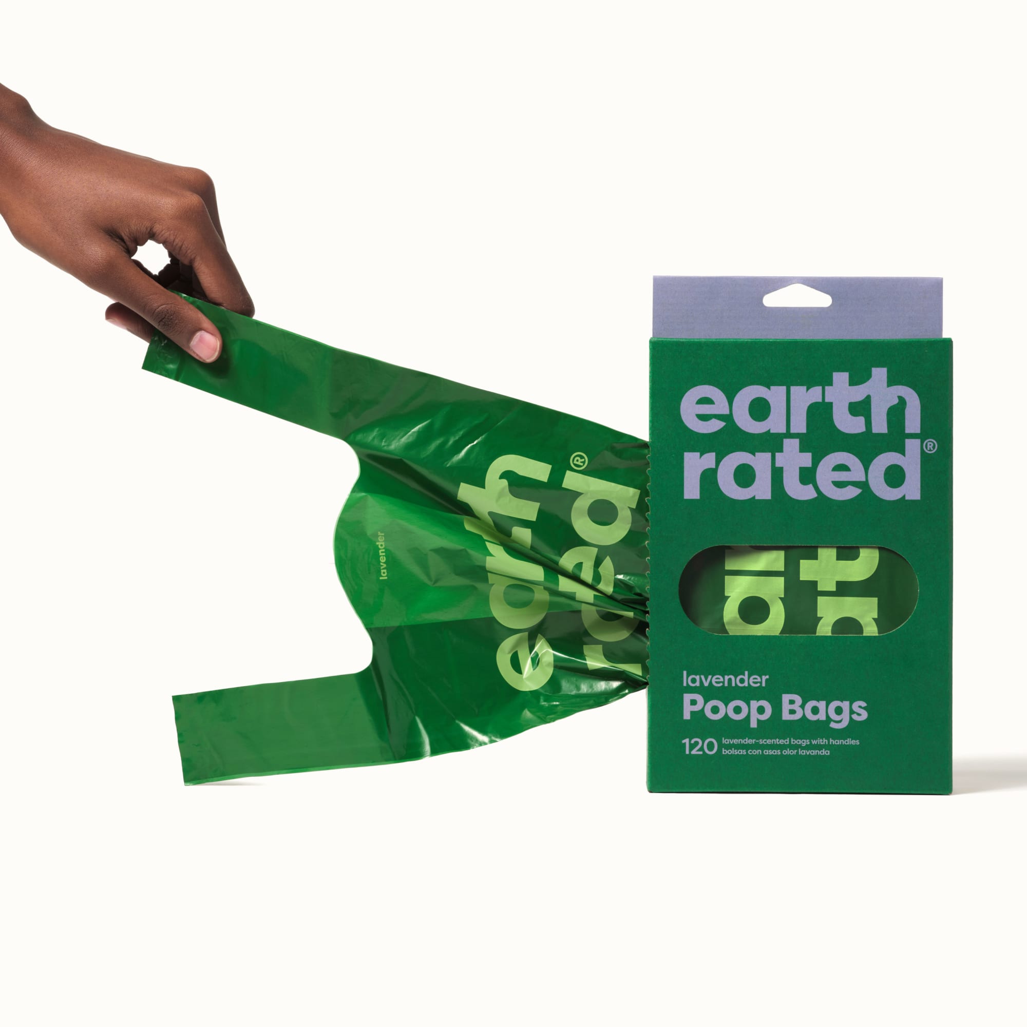 Earth Rated Lavender Easy-Tie Leakproof Dog Poop Bags with Handles