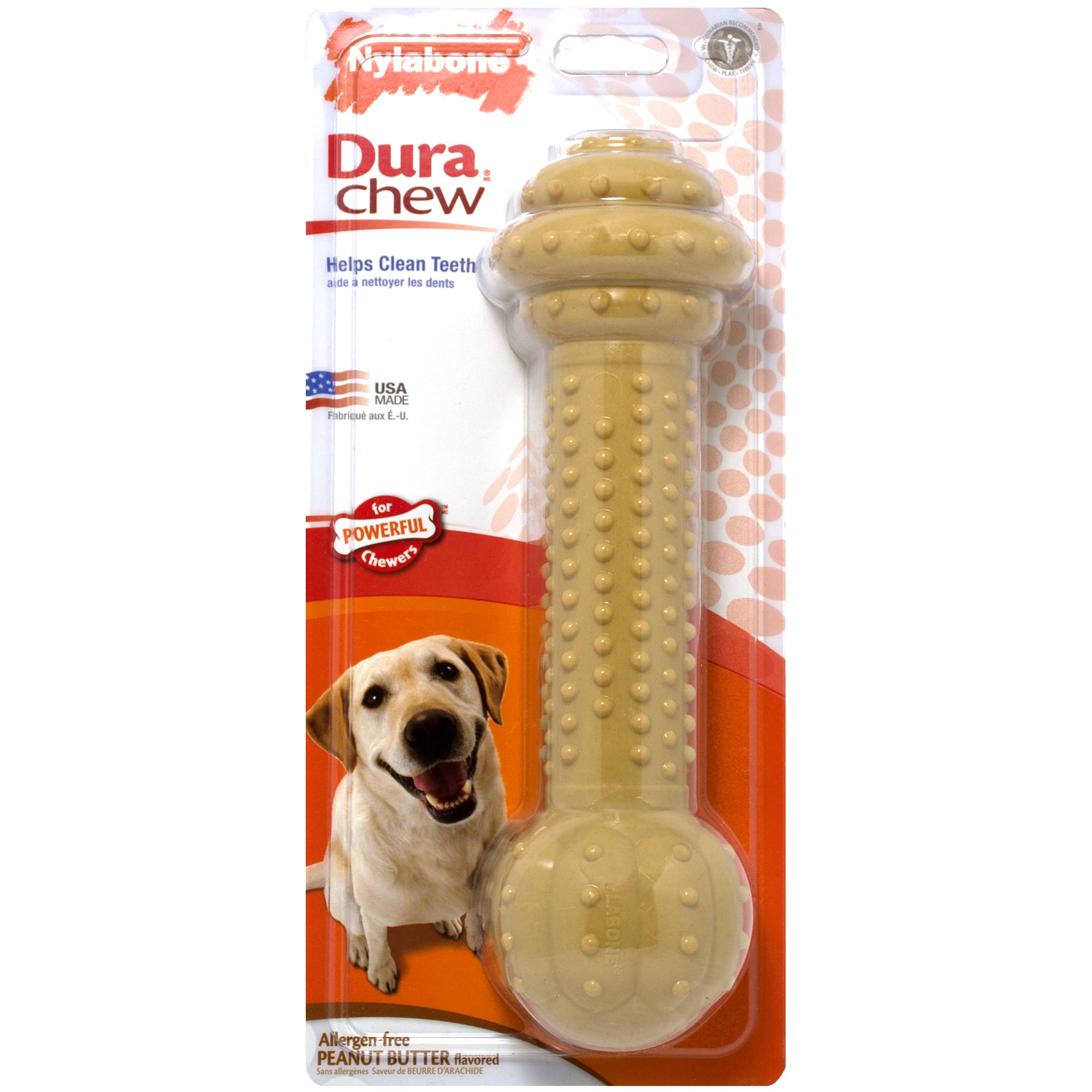 Nylabone DuraChew Bone Peanut Butter Regular Size Dental Nylon Toy for Dogs