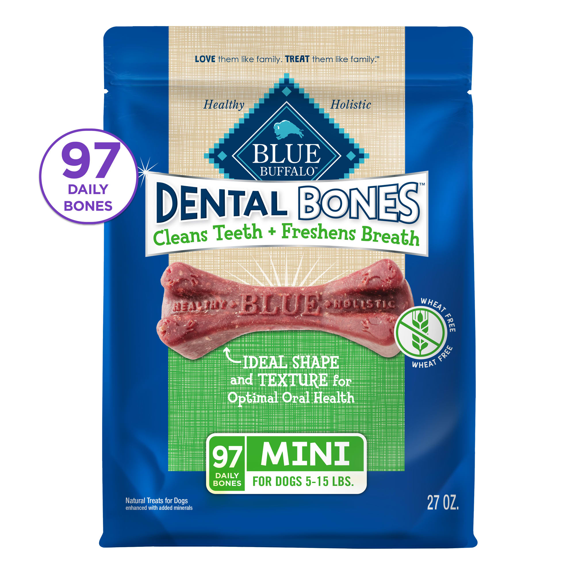 Blue Buffalo Mini Dental Bones for Small Dogs Oral Care & Fresh Breath