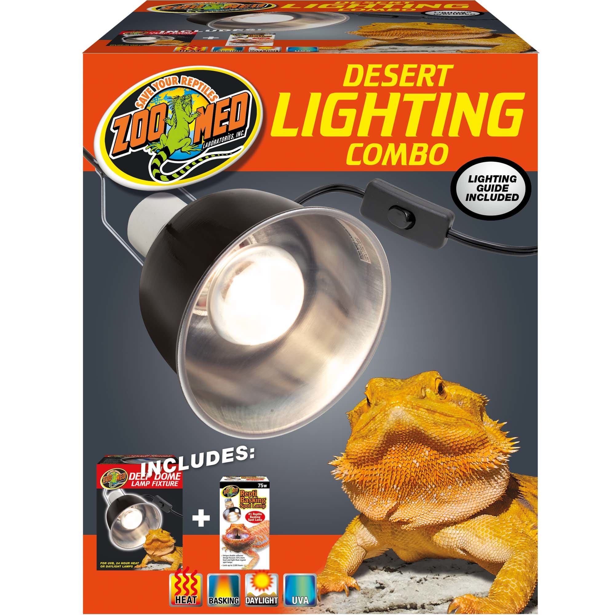 Zoo med desert uvb 2025 and heat lighting kit