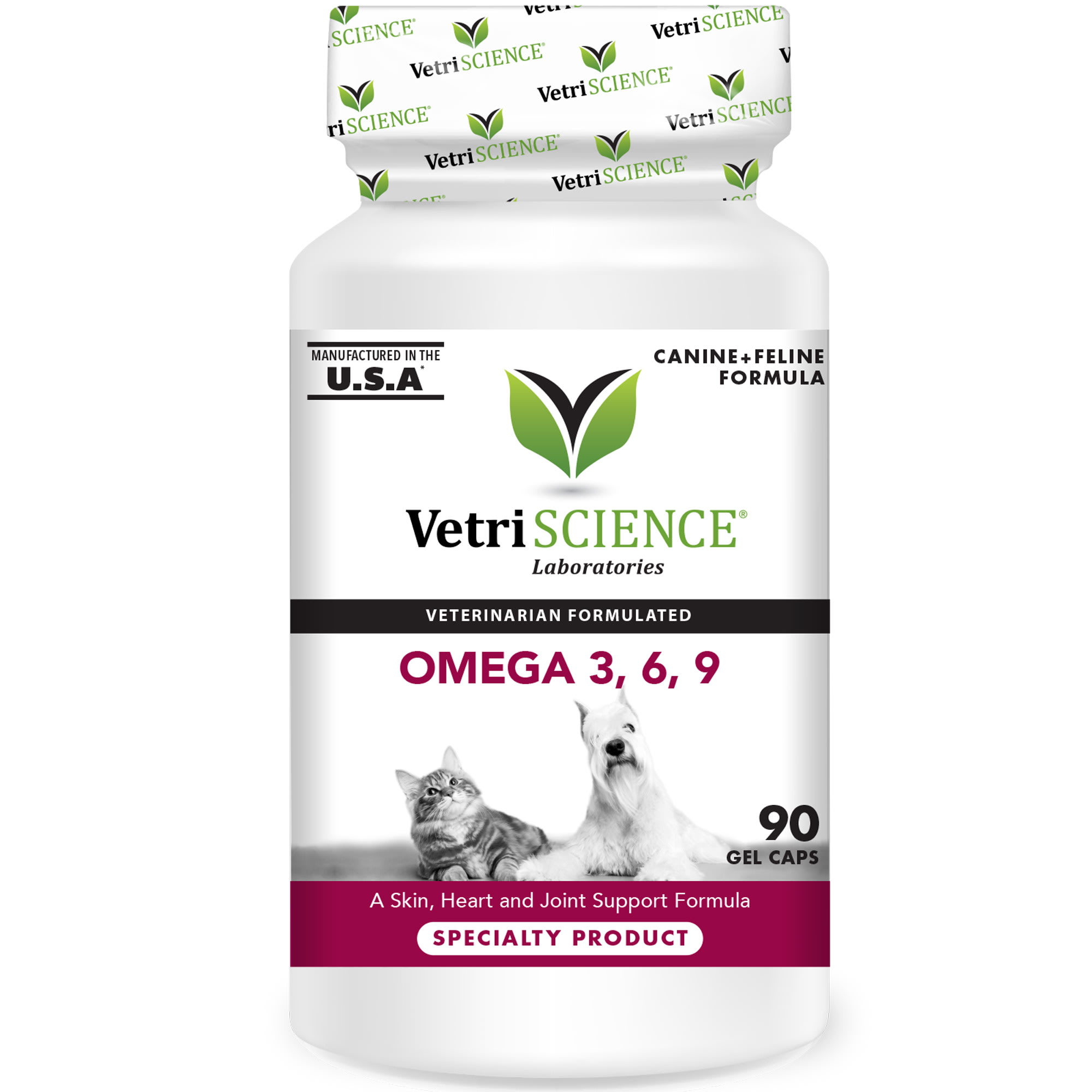 VetriScience Omega 3 6 9 Dog Cat Gel Caps Count of 90