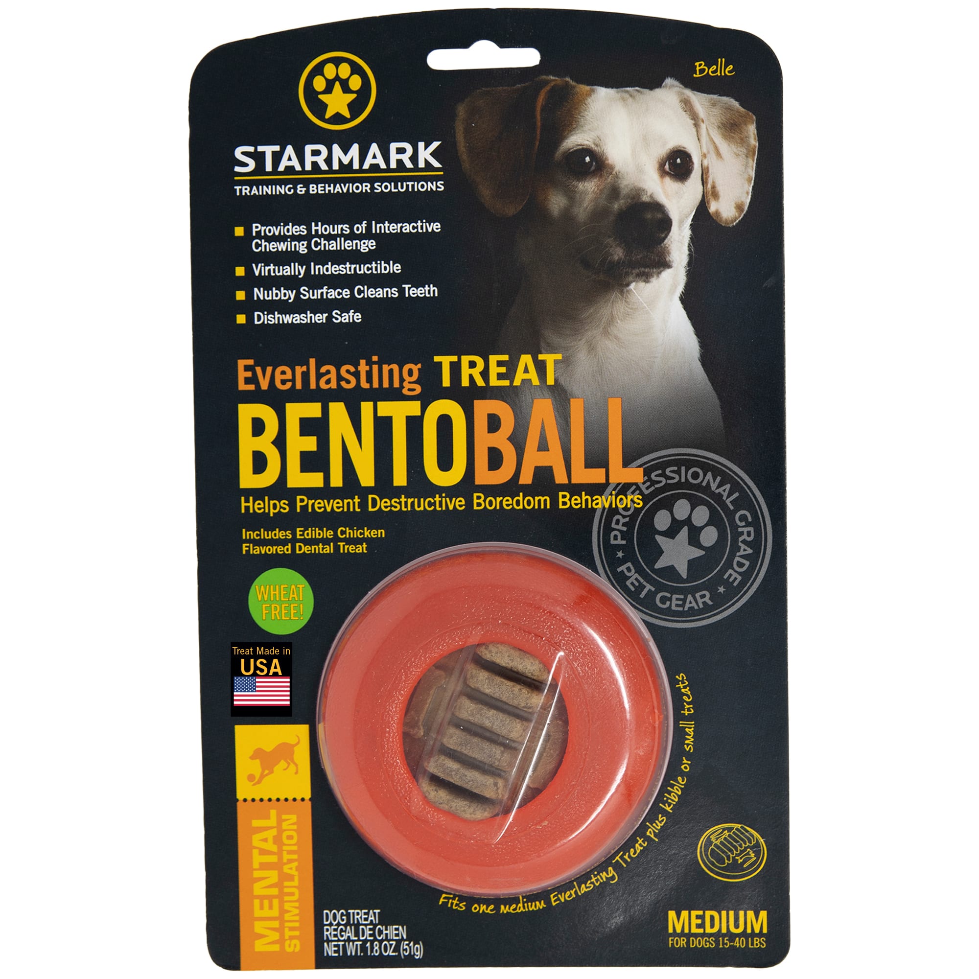 Starmark Everlasting Bento Ball with Dental Treat Dog Toy, Medium