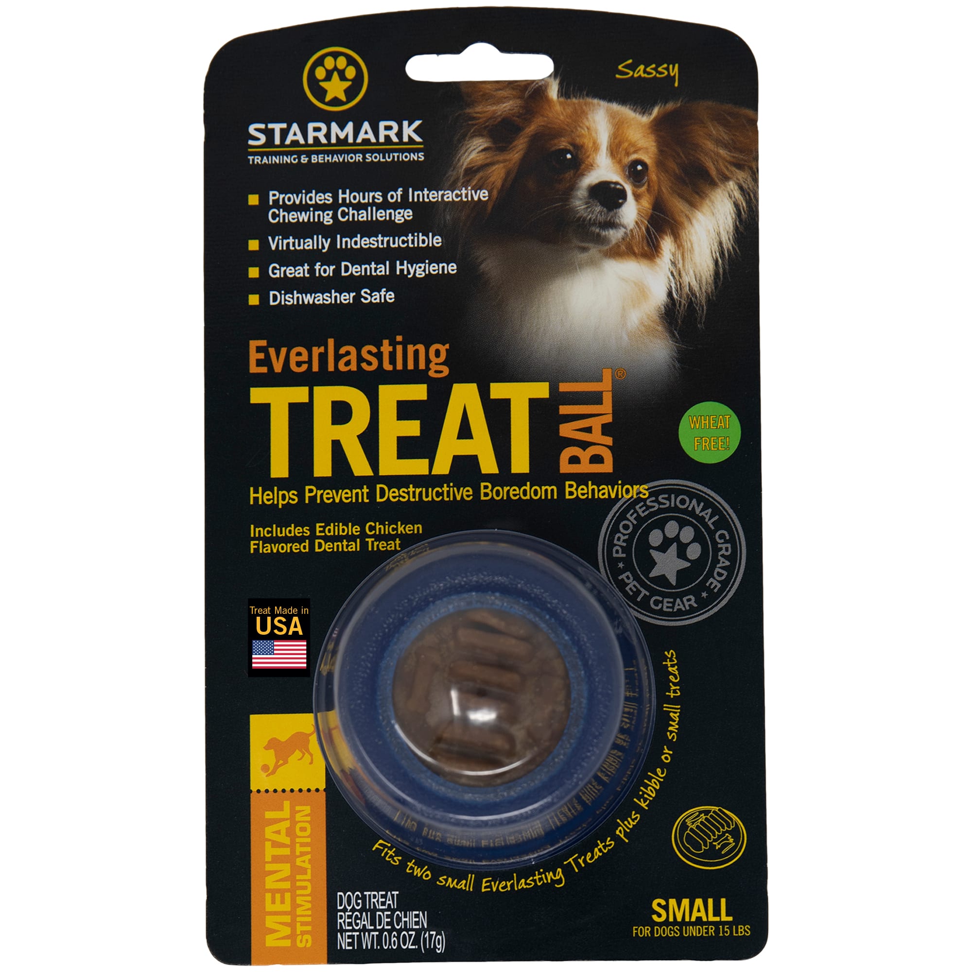 Starmark Treat Dispensing Chew Ball Dog Toy, Medium