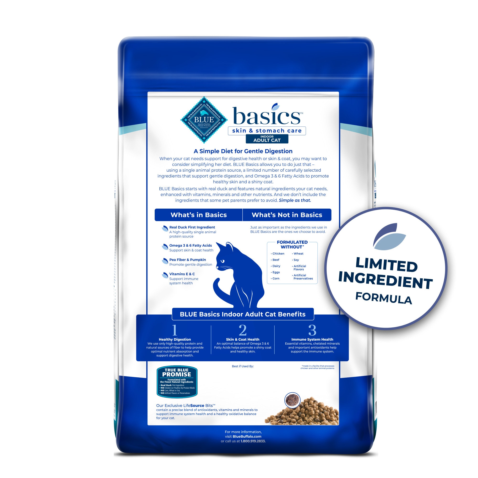 Blue Buffalo Basics Grain Free Duck Potato Skin Stomach Care Dry Cat Food 11 lbs. Petco