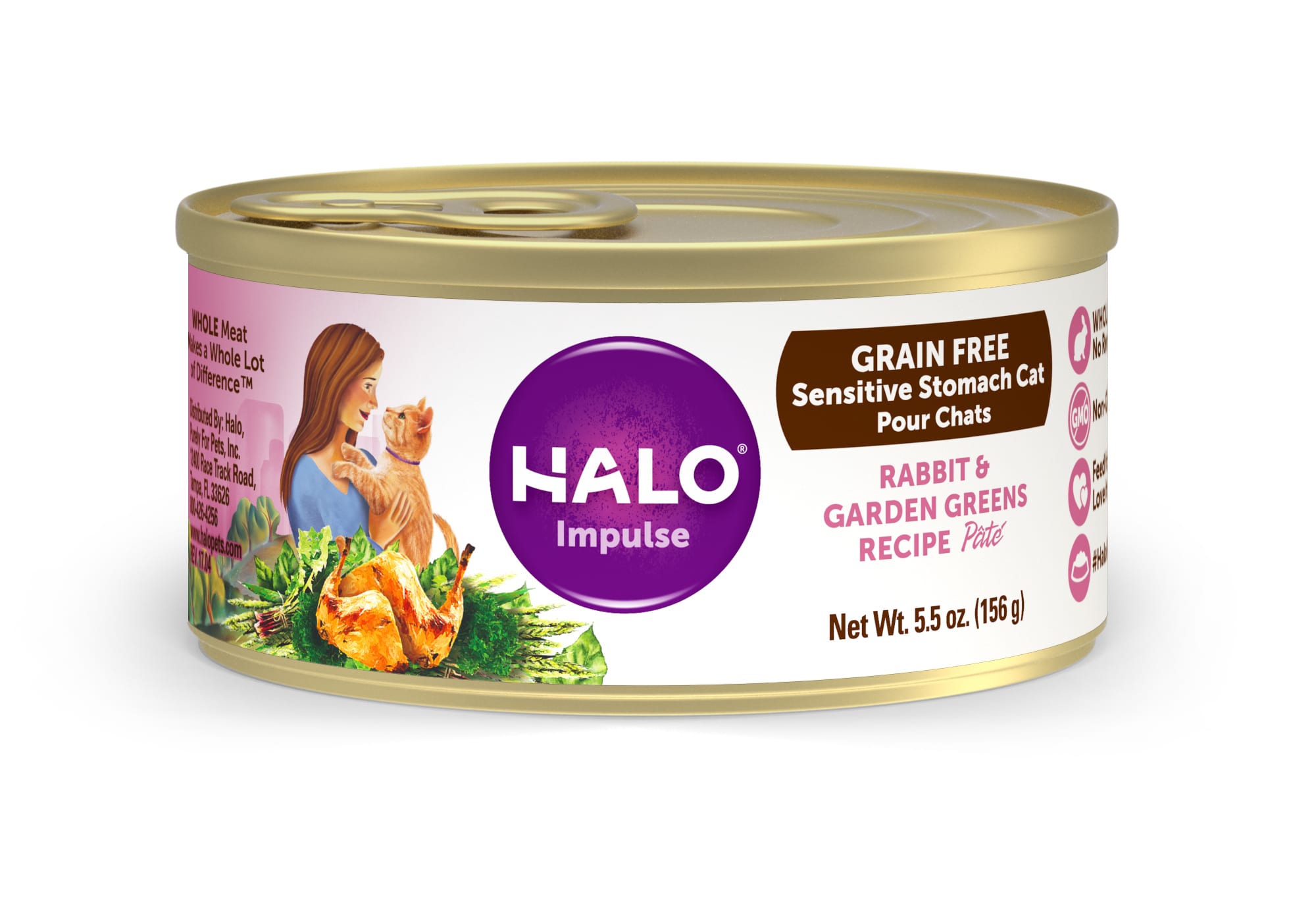 Halo Impulse Grain Free Rabbit & Garden Greens Canned Cat Food, 5.5 oz