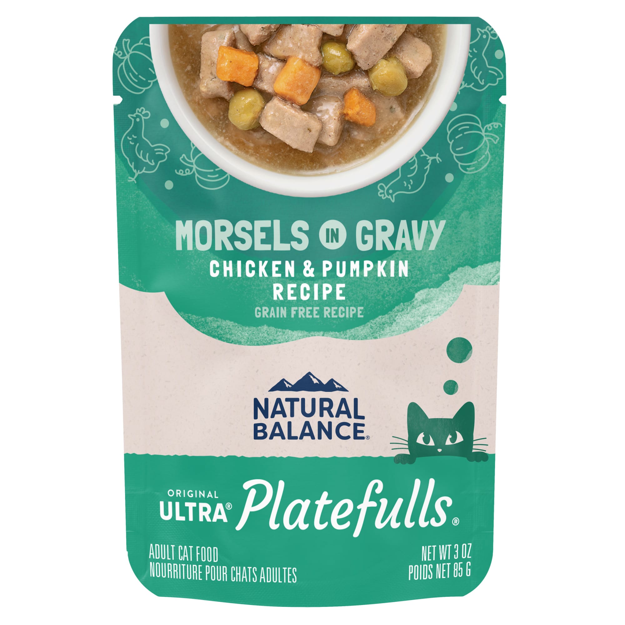 Natural Balance Platefulls Chicken Pumpkin Formula in Gravy Adult Wet Cat Food 3 oz