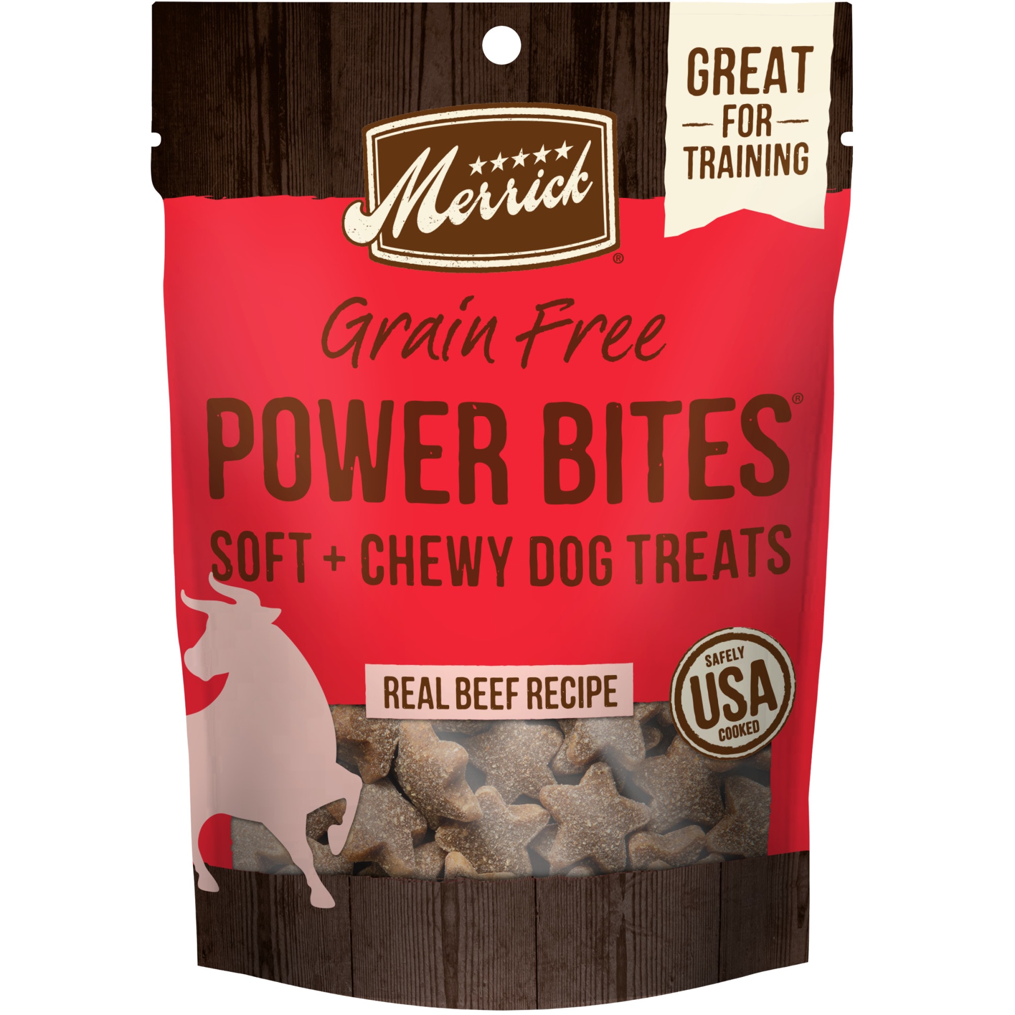 Merrick Power Bites Grain Free Snack with Real Beef Recipe Natural Soft and Chewy Real Meat Dog Treats 6 oz. Petco