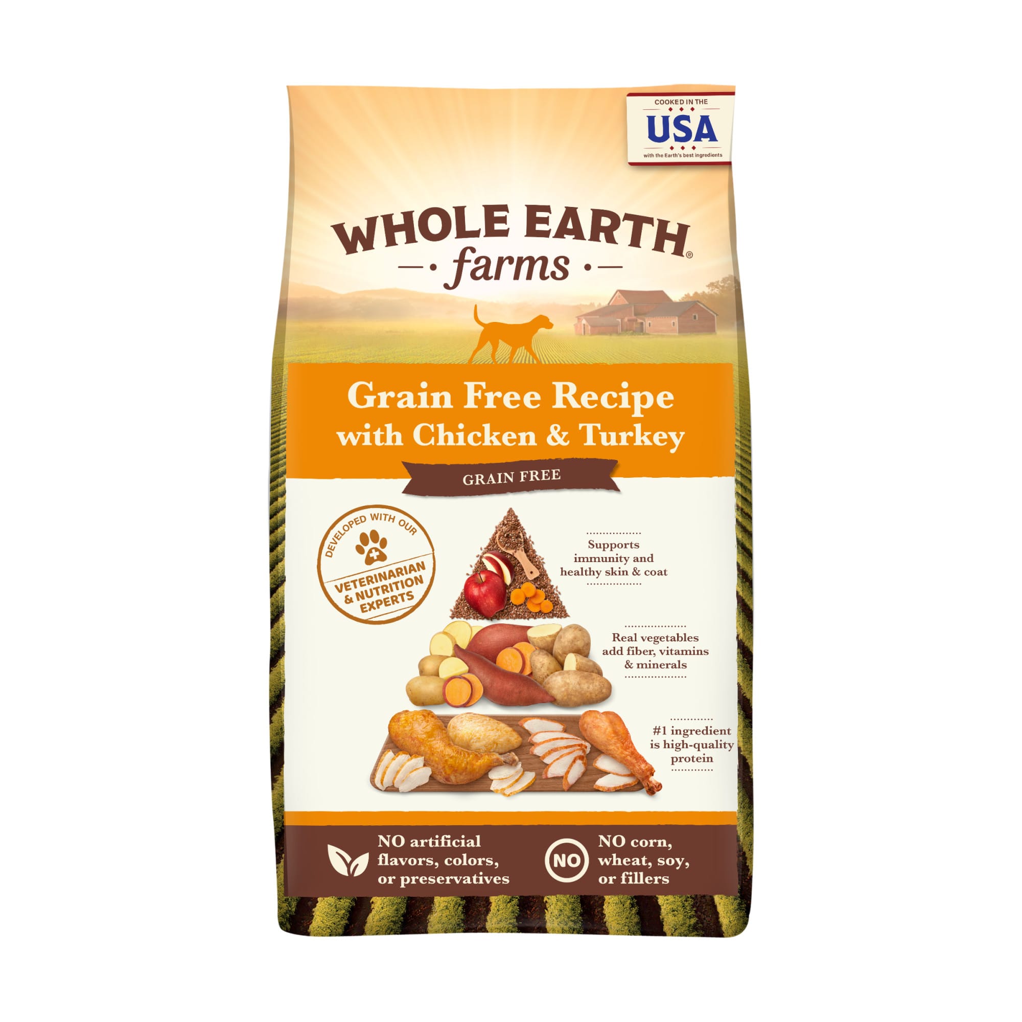 Whole Earth Farms Natural Grain Free Chicken and Turkey Recipe Wholesome And Healthy Kibble Dry Dog Food 4 lbs