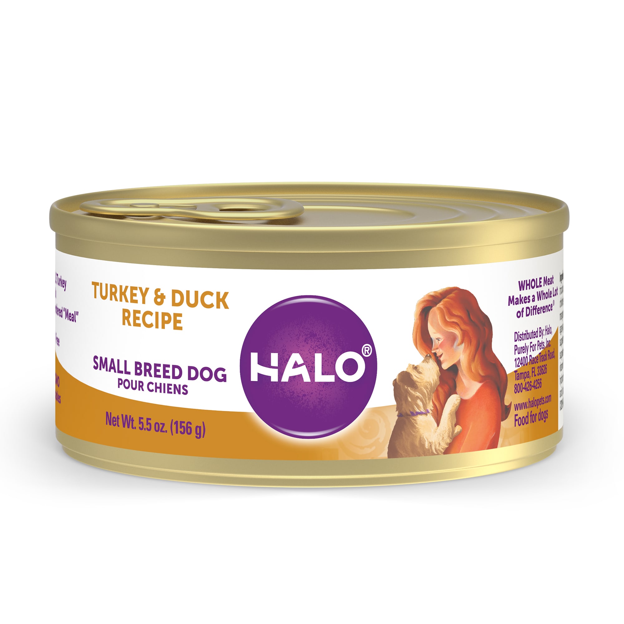 Halo Small Breed Holistic Turkey Duck Recipe Canned Dog Food 5.5 oz. Case of 12