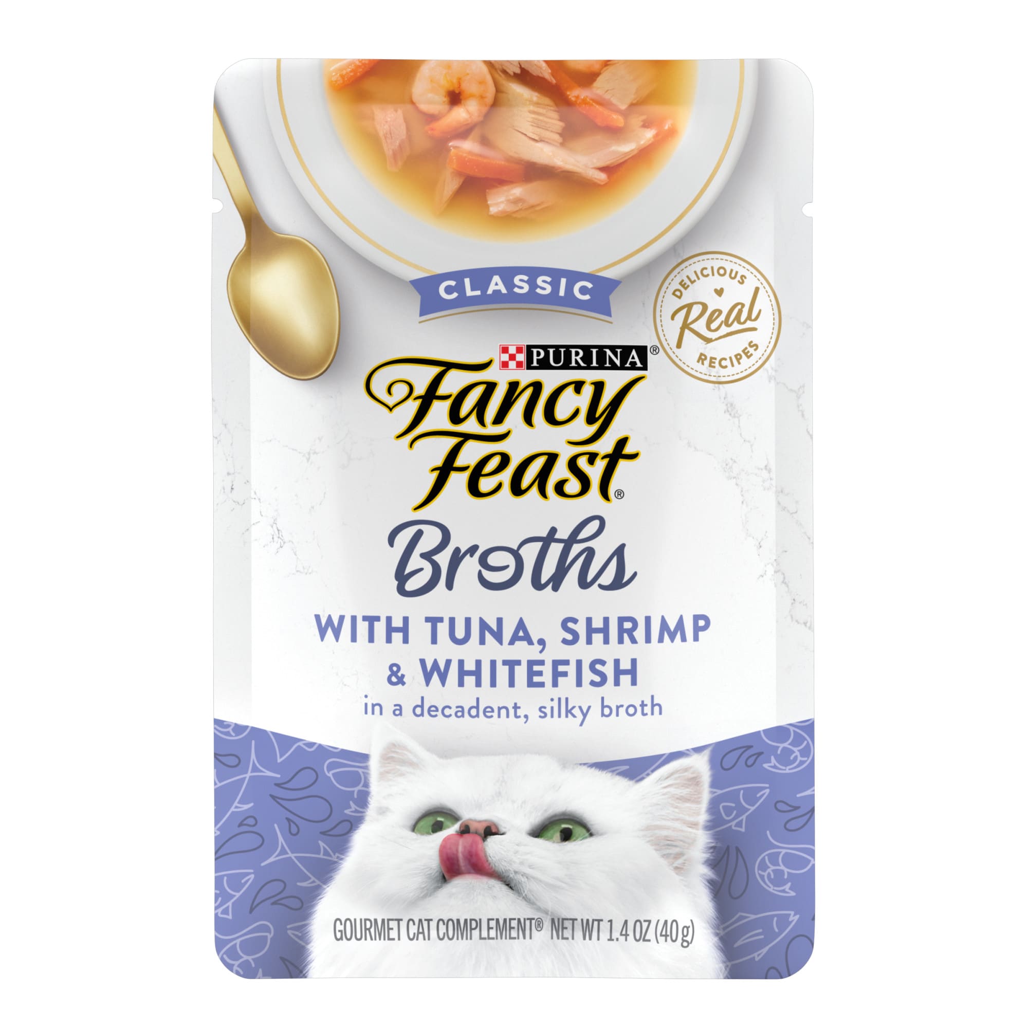 Fancy Feast Broths with Tuna Shrimp Whitefish Wet Cat Food