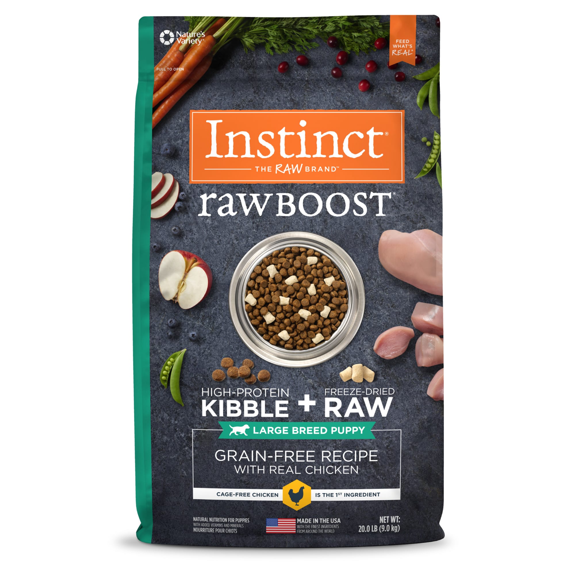 Instinct Raw Boost Large Breed Puppy Grain Free Recipe with Real Chicken Natural Dry Dog Food 20 lbs