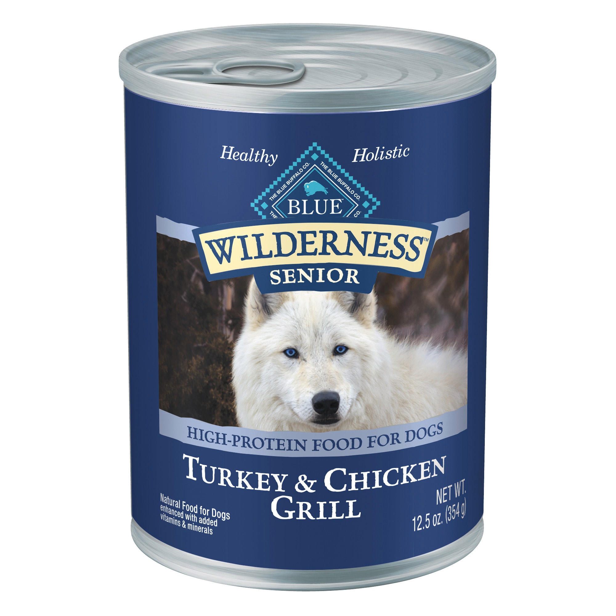 Blue Buffalo Blue Wilderness Senior Turkey Chicken Grill Wet Dog Food 12.5 oz. Case of 12