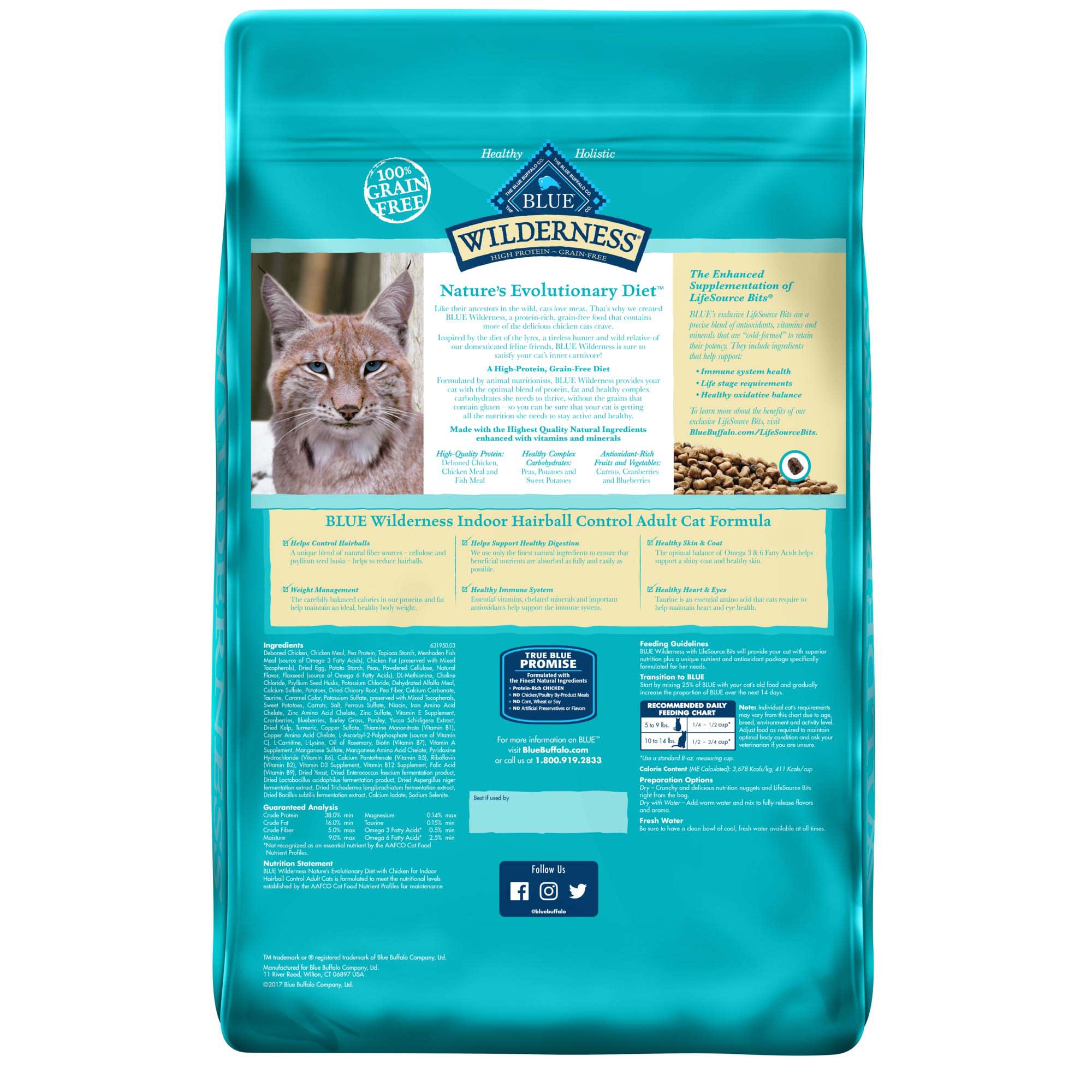 Blue wilderness indoor store hairball cat food