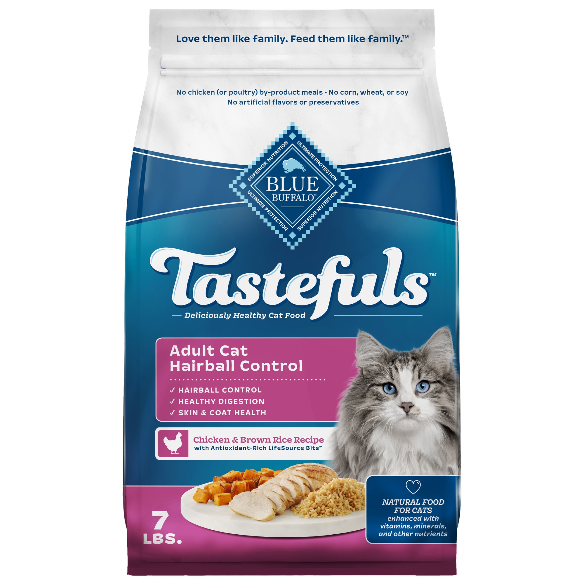 Blue Buffalo Tastefuls Hairball Control Chicken Rice Cat Food 15 lbs from Petco