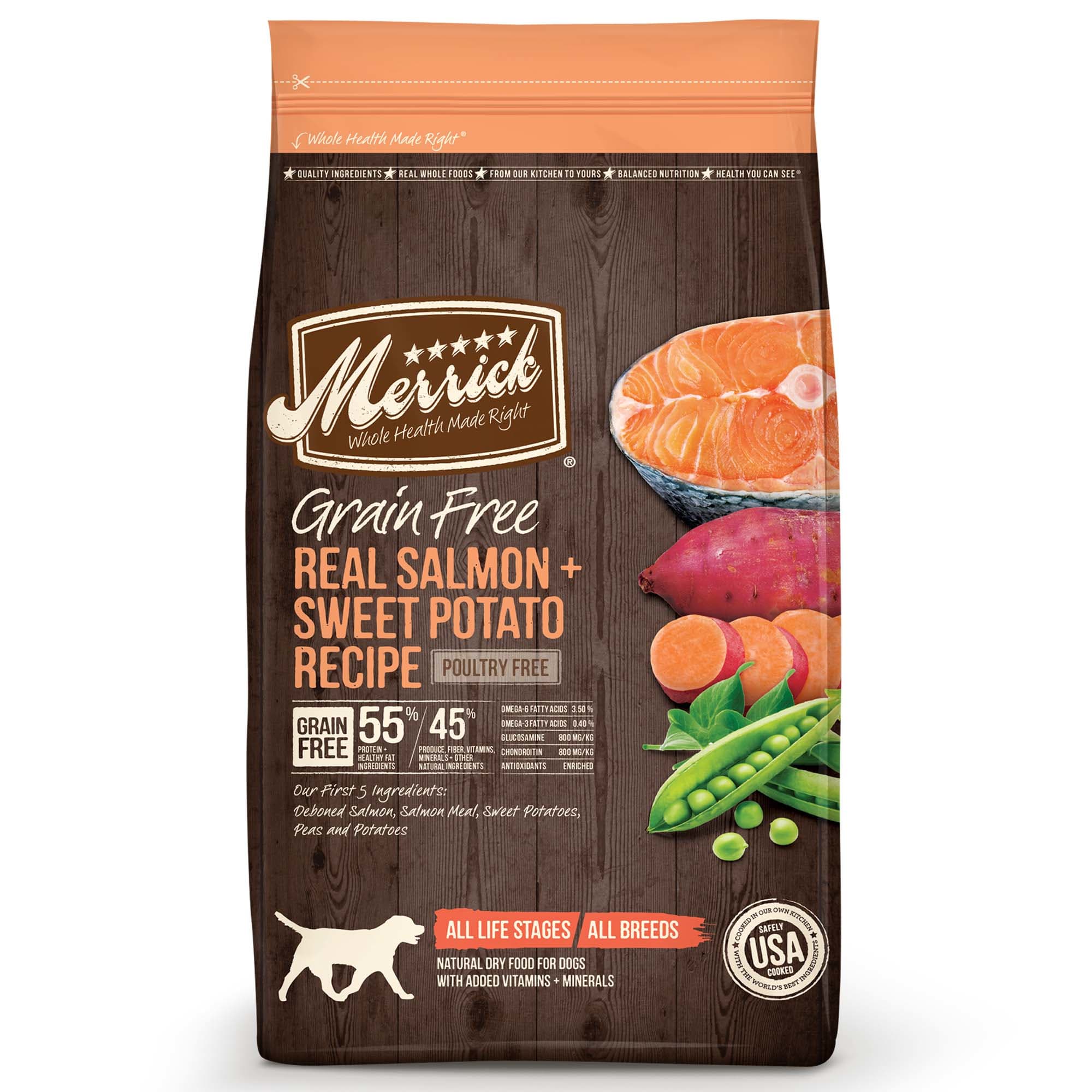 Merrick Grain Free Real Salmon + Sweet Potato Dry Dog Food, 4 lbs. | Petco