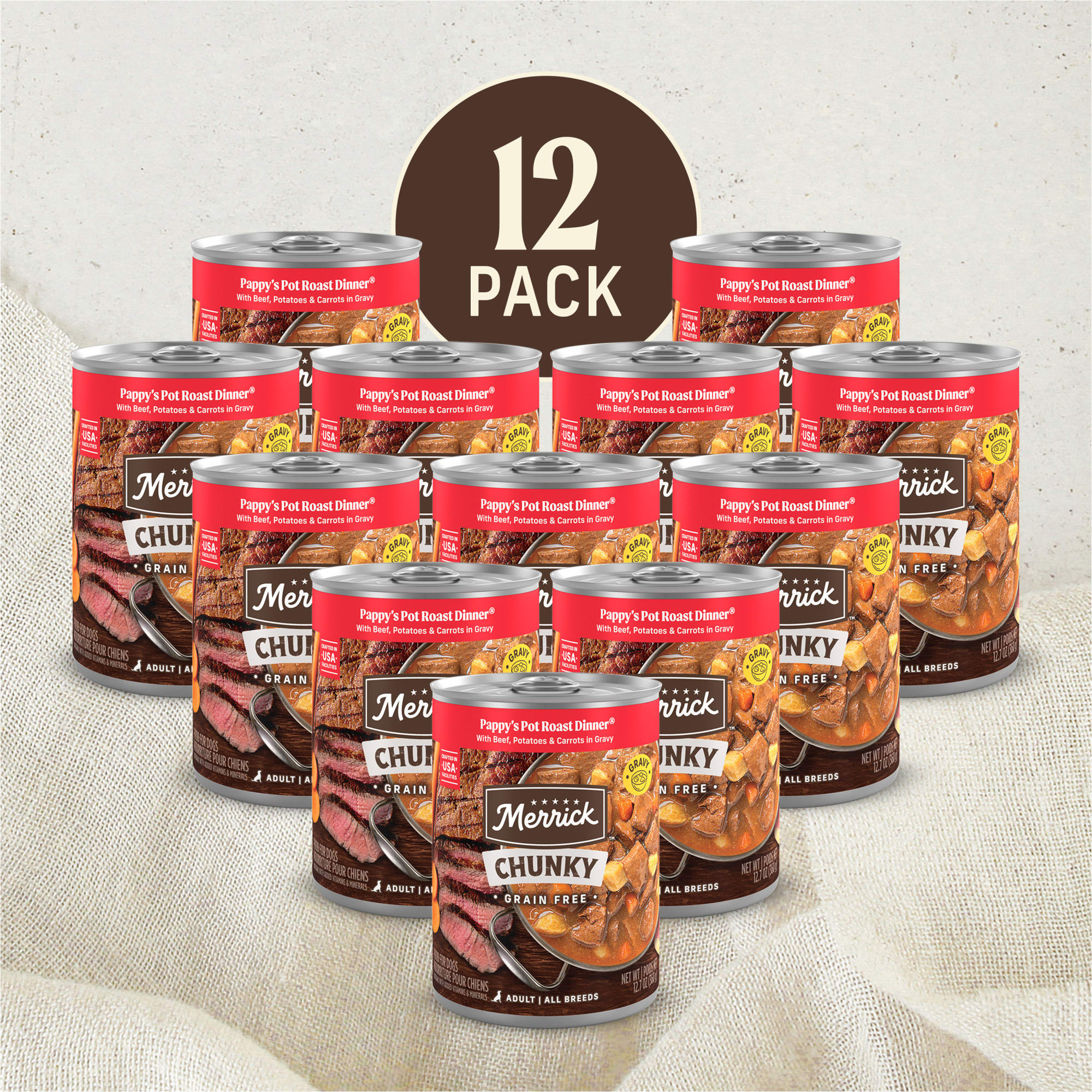 Merrick Grain Free Chunky Pappy's Pot Roast Dinner Canned Dog Food