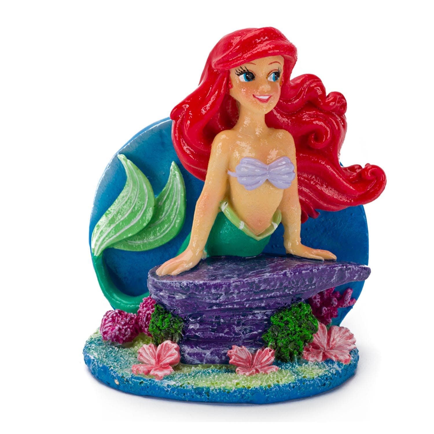 Penn Plax The Little Mermaid Ariel on Rock Aquarium Ornament, 1.75" L X 2.8" W X 3.1" H