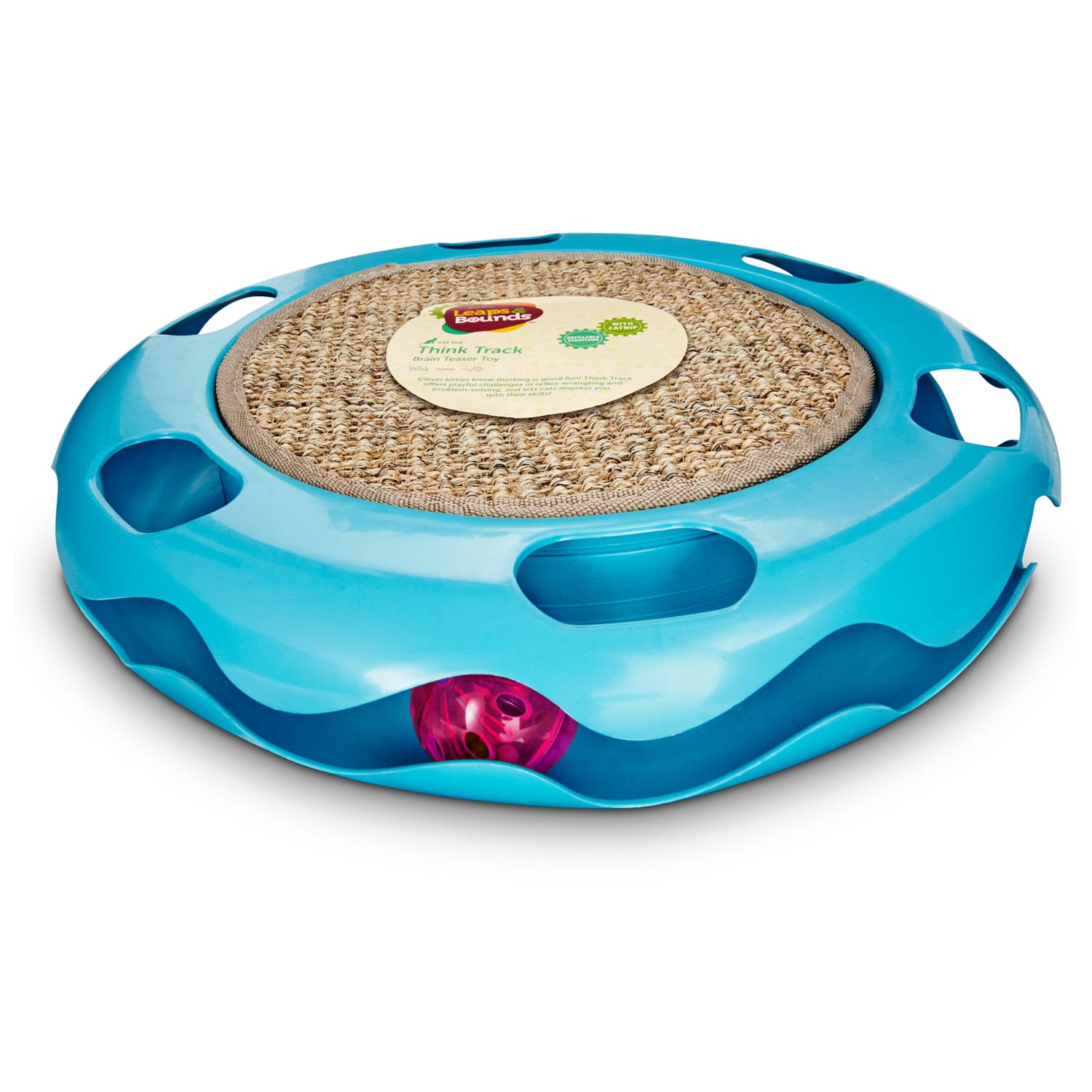 Leaps & Bounds Cat Track Cat Toy with Sisal Mat, Blue
