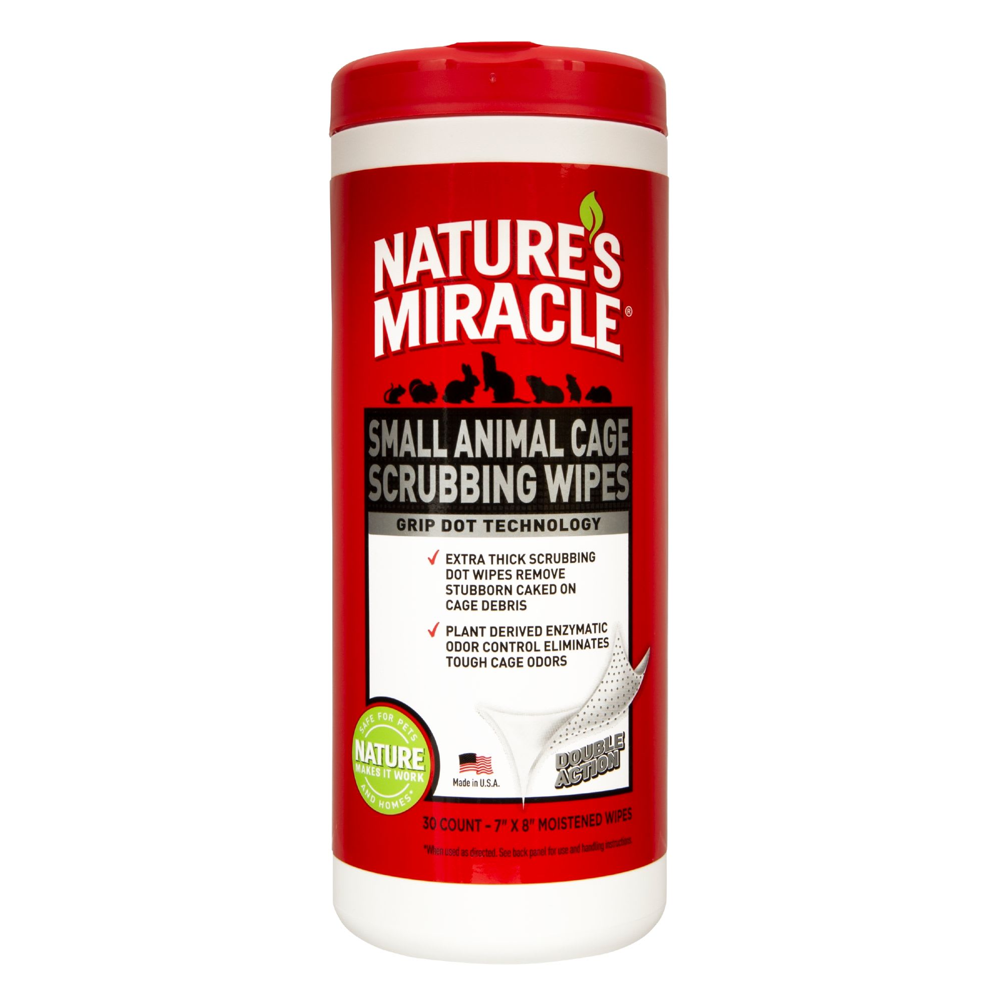 Nature's Miracle Small Animal Cage Scrubbing Wipes, 30 Count