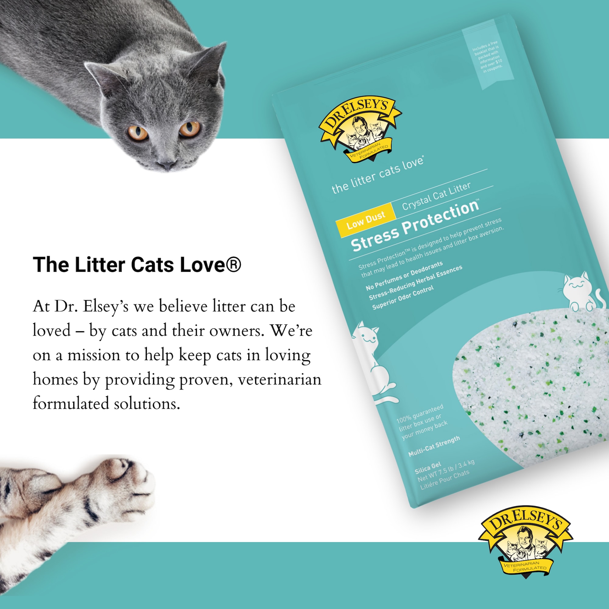Dr. Elsey s Stress Protection Unscented Lowdust Crystal Gel Cat Litter 7.5 lbs