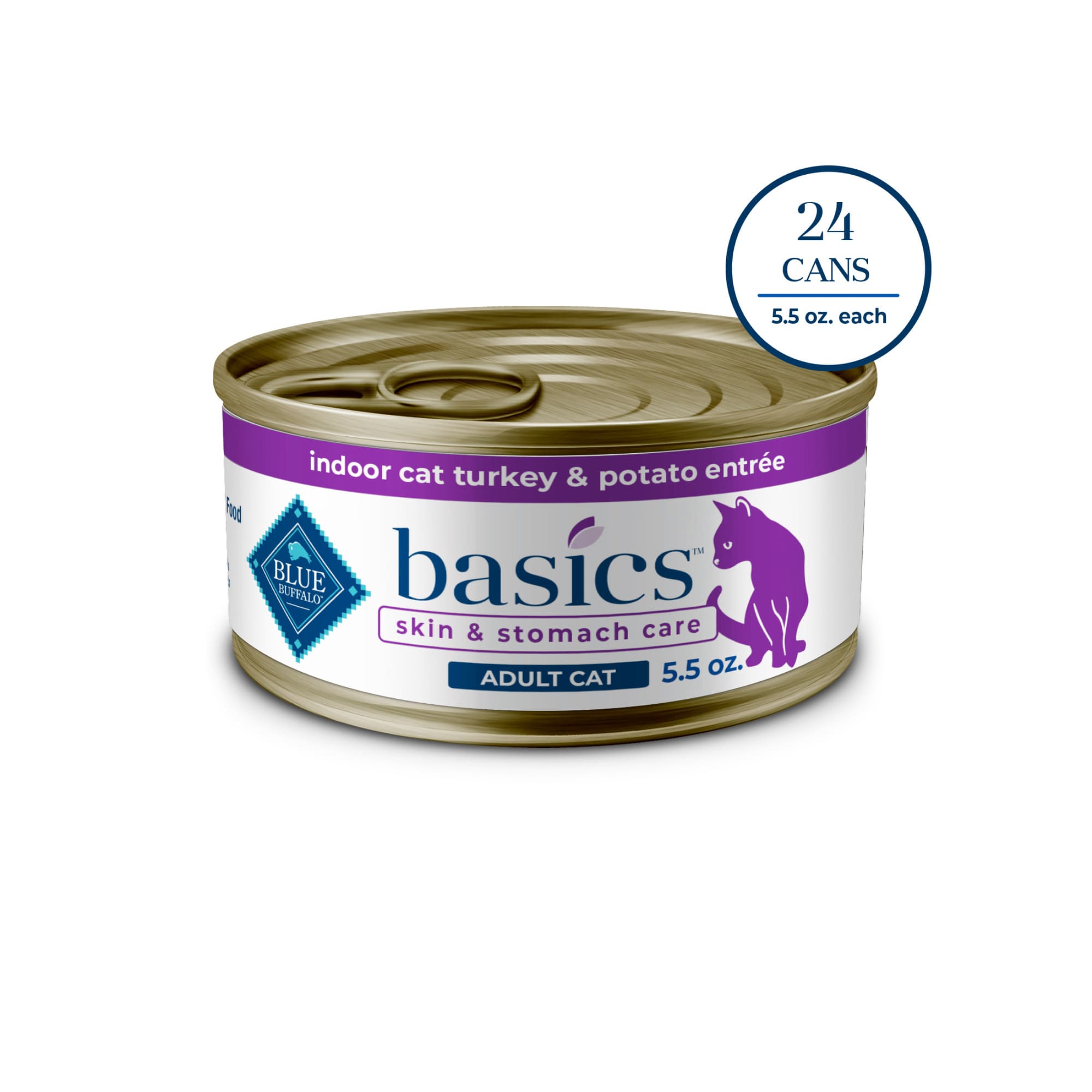 Blue Buffalo Basics Grain Free Turkey Potato Entree Wet Cat Food 3 oz Can Pack of 24