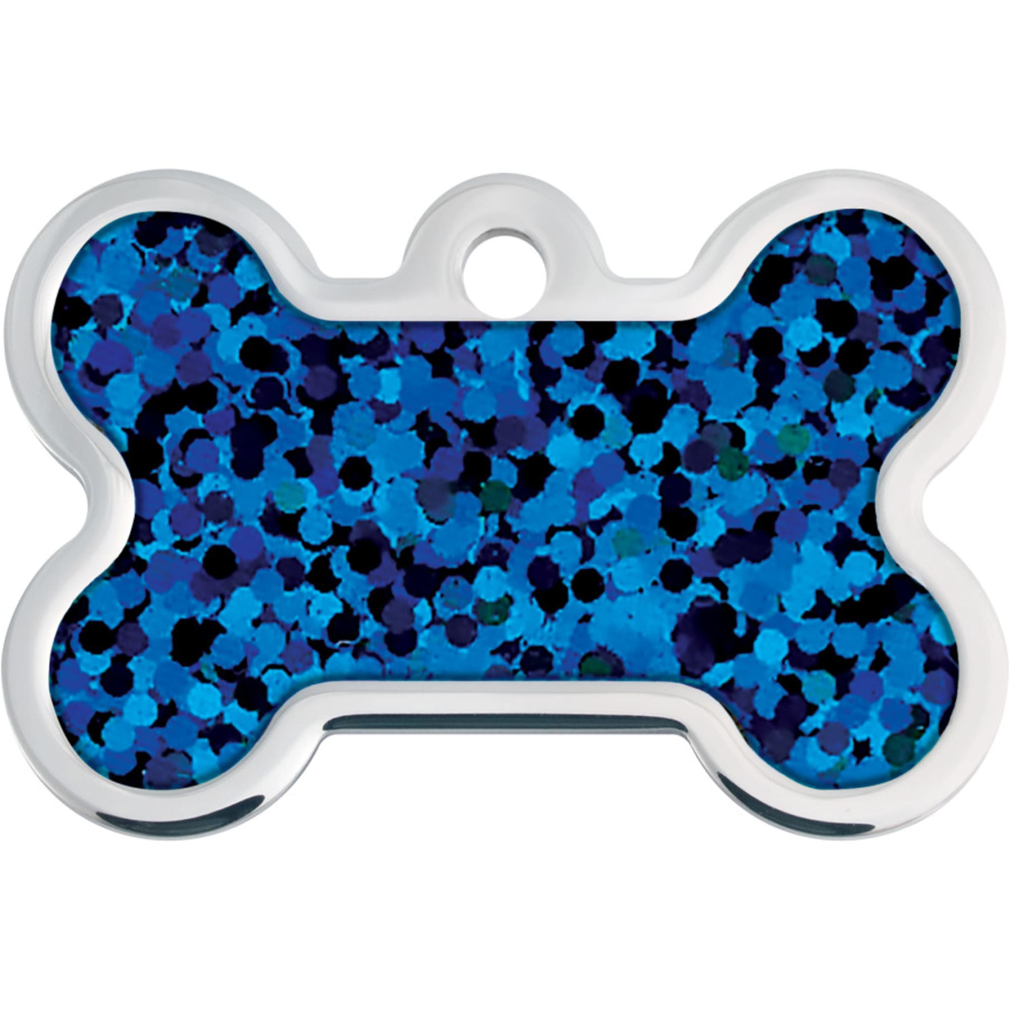 Quick-Tag Large Blue Hologram Bone Personalized Engraved Pet ID Tag