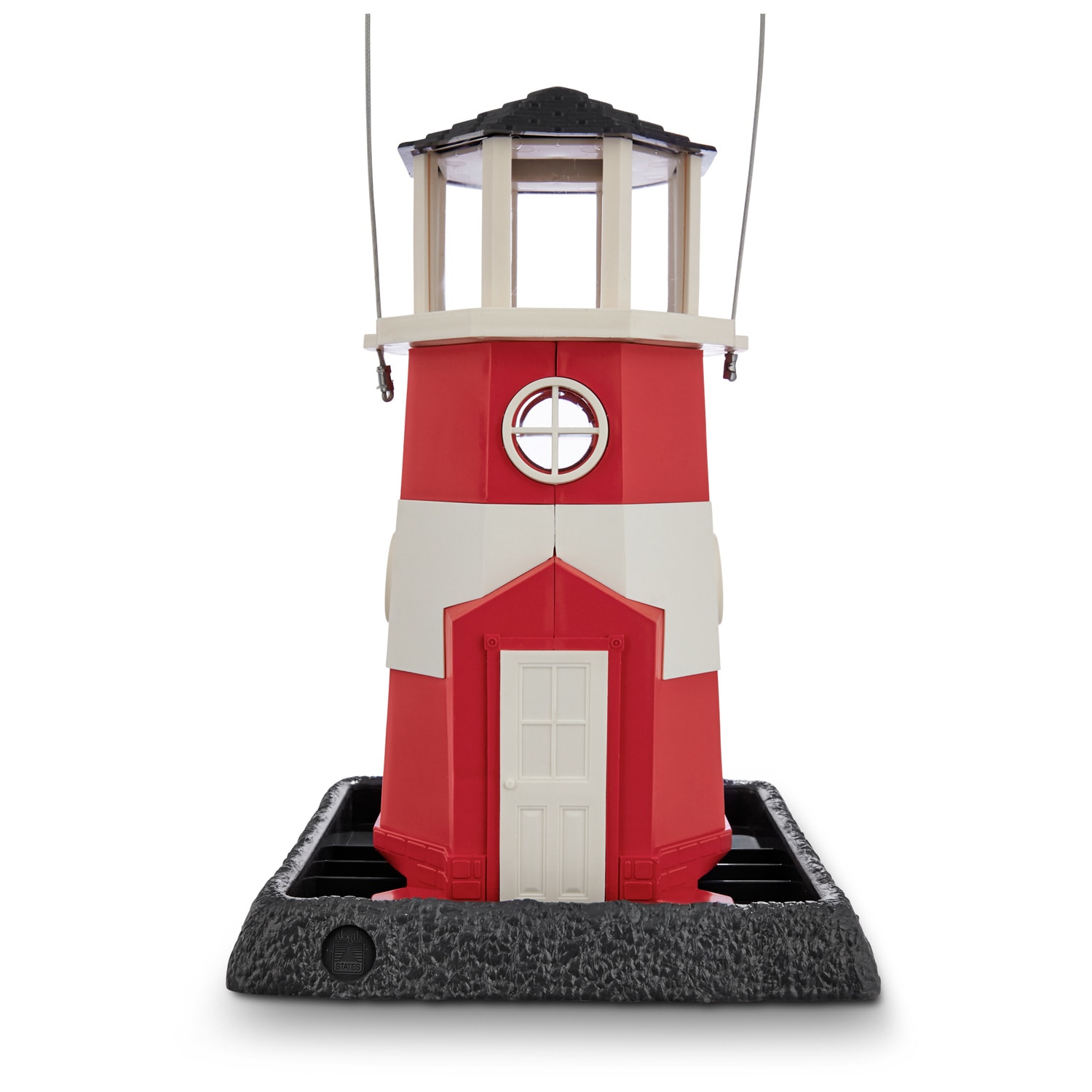 North States 9074 14.5" Red & White Lighthouse Bird Feeder