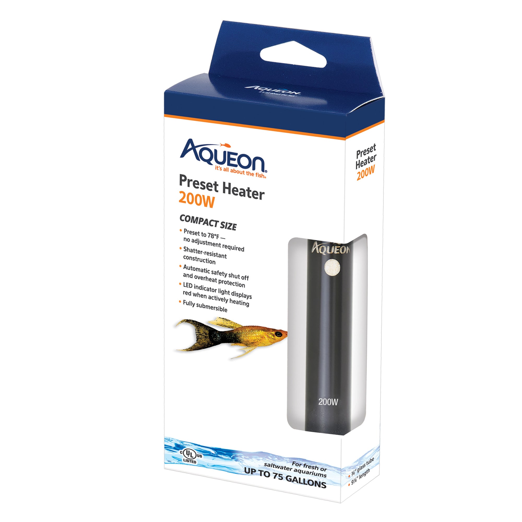 Aqueon Preset Heater Compact Size 50w 100w 150w 200w 78F 
