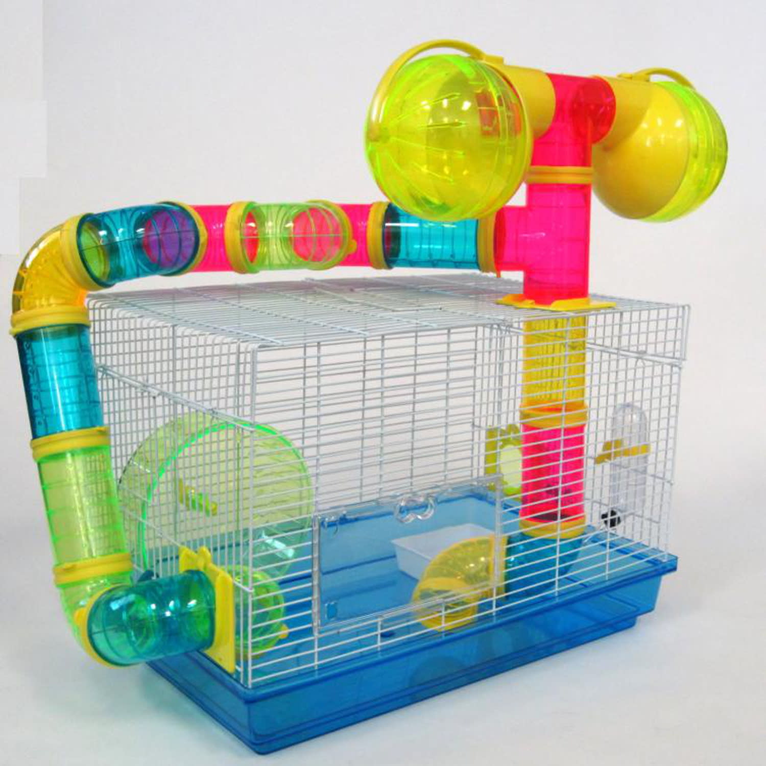 Yml Blue Tubed Hamster Cage 18 5 L X 12 W X 22 5 H Petco