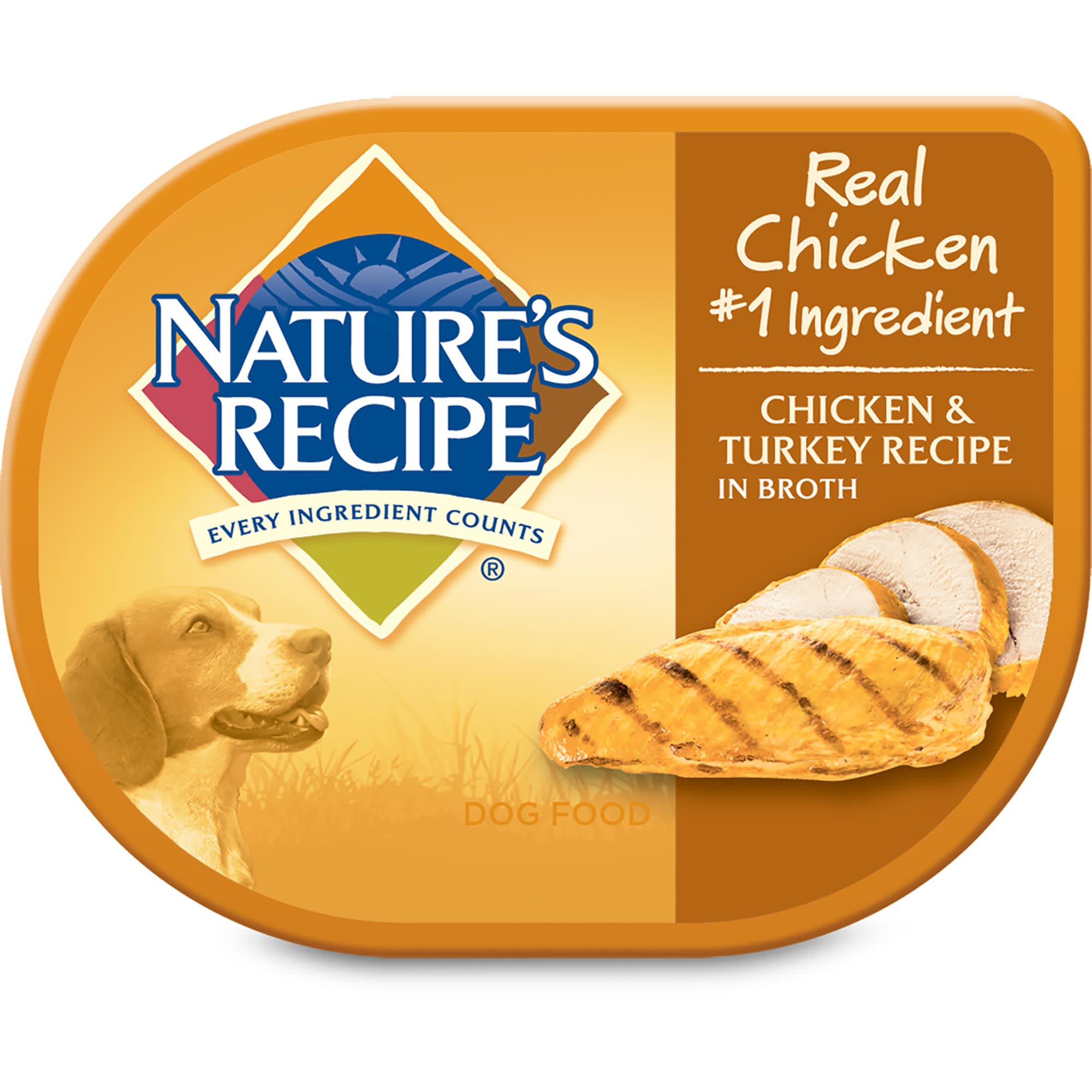 Best By 05-19-2024 / Nature's Recipe Chicken & Turkey in Broth Adult Dog Food Tray, 2.75 oz., Case of 12, 12 X 2.75 LBS