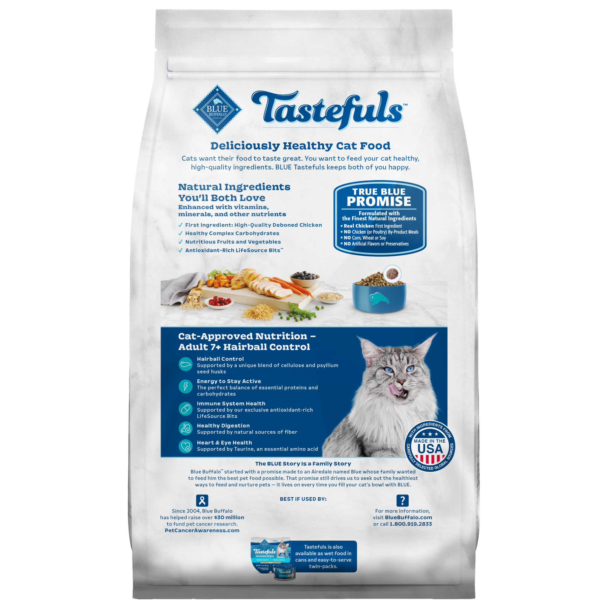 Blue Buffalo Blue Tastefuls Hairball Control Natural Adult 7 Chicken