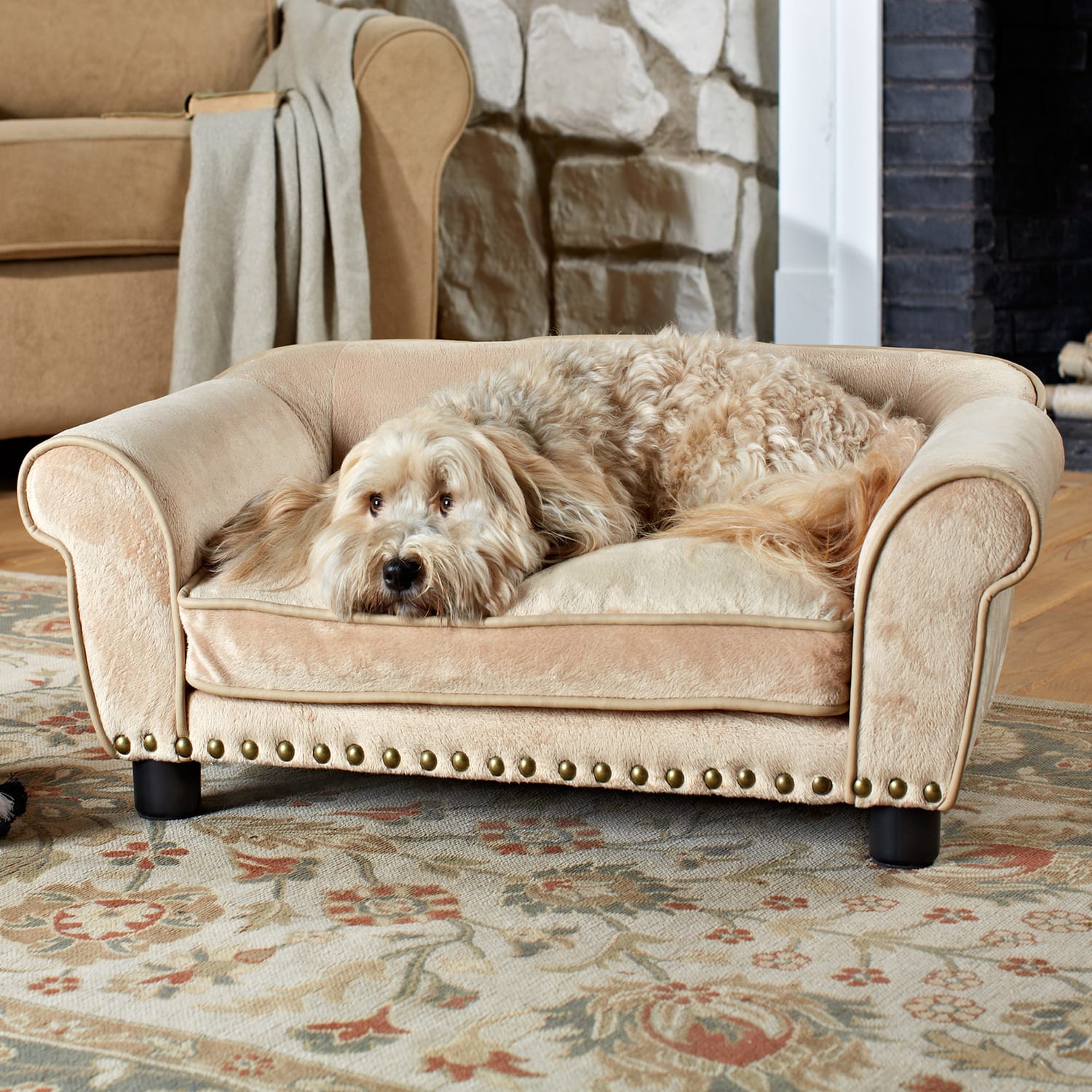 Enchanted Home Cream Sofa Dog Bed Storage Pocket   2364326 Left 1