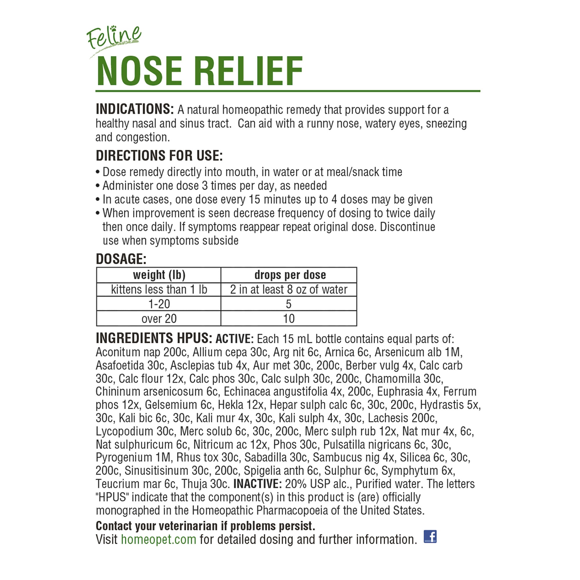 Homeopet nose best sale relief cat