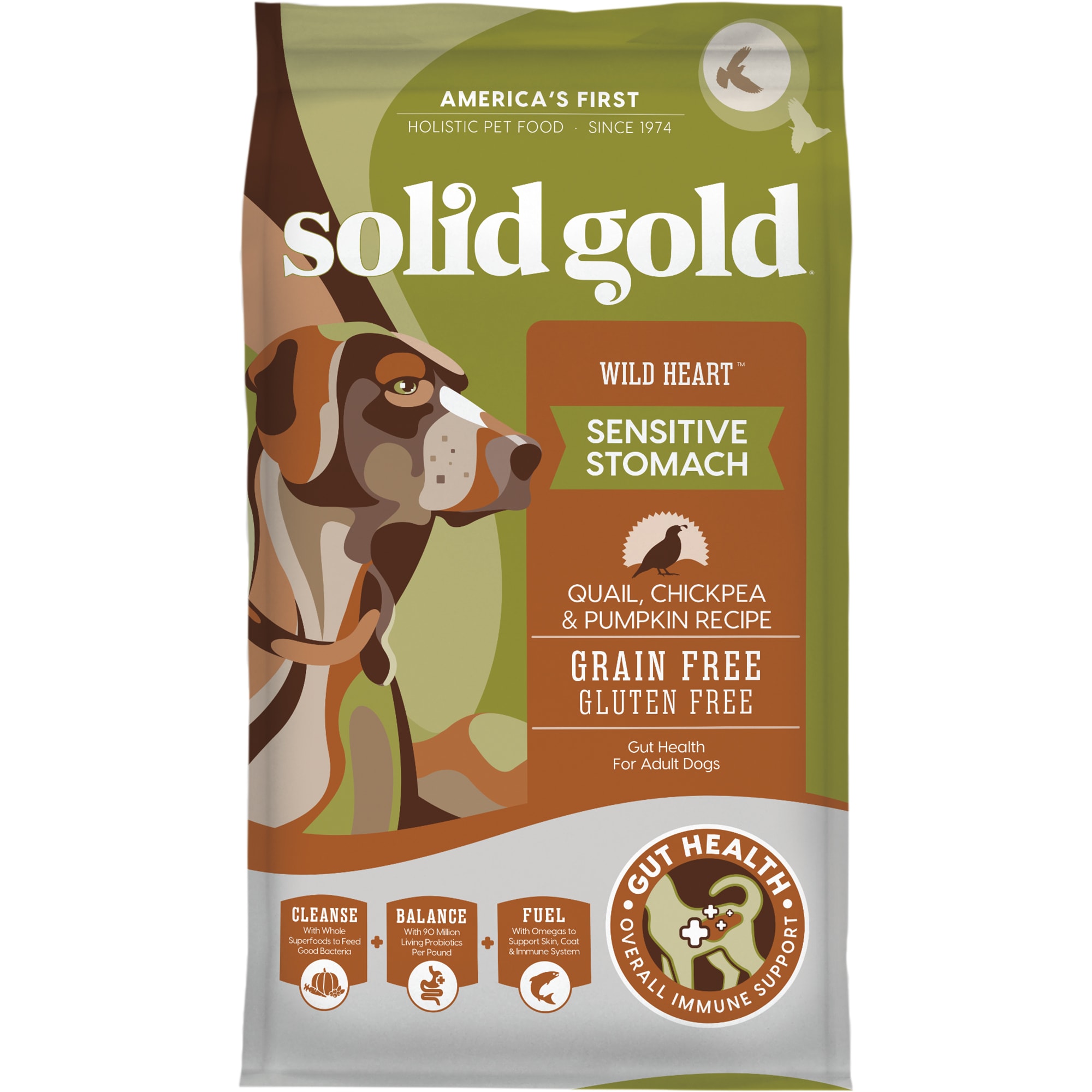 Solid Gold Grain Free Gluten Free Wild Heart with Natural Quail