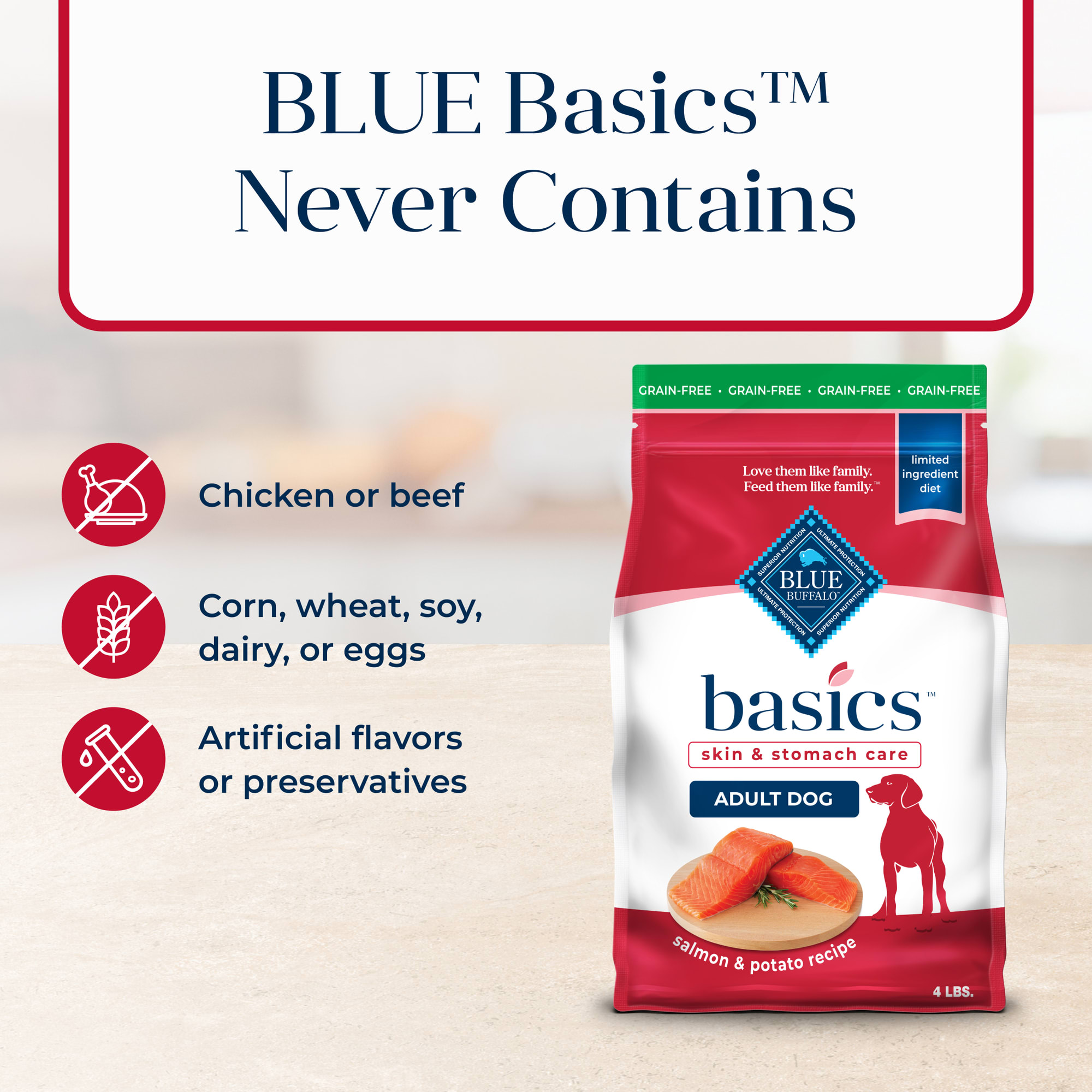 Blue Buffalo Basics Adult Grain Free Salmon Potato Recipe Dry Dog Food 22lb