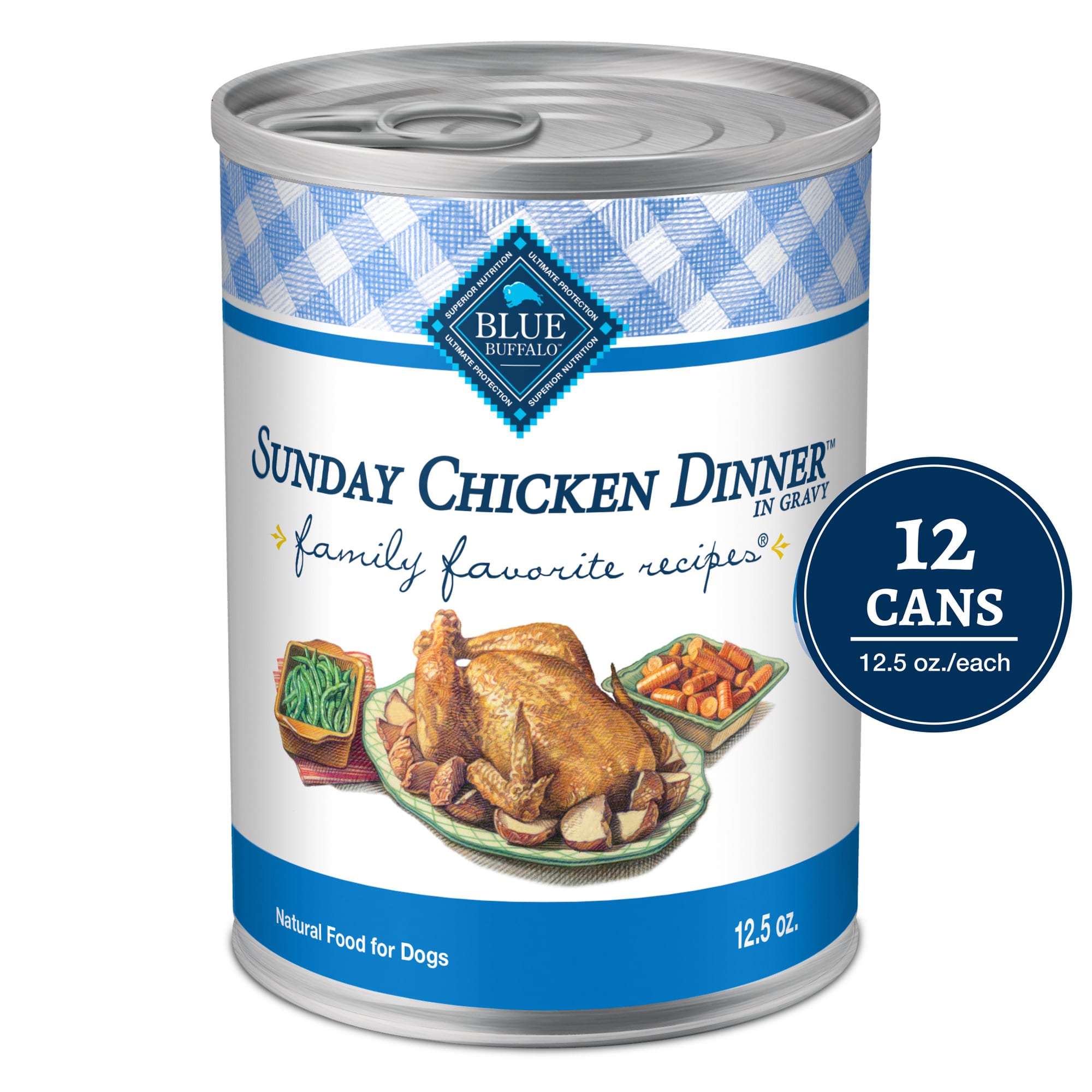 Blue Buffalo Family Favorite Grain-Free Recipes Sunday Chicken Dinner Canned Dog Food, 12.5-oz, case of 12