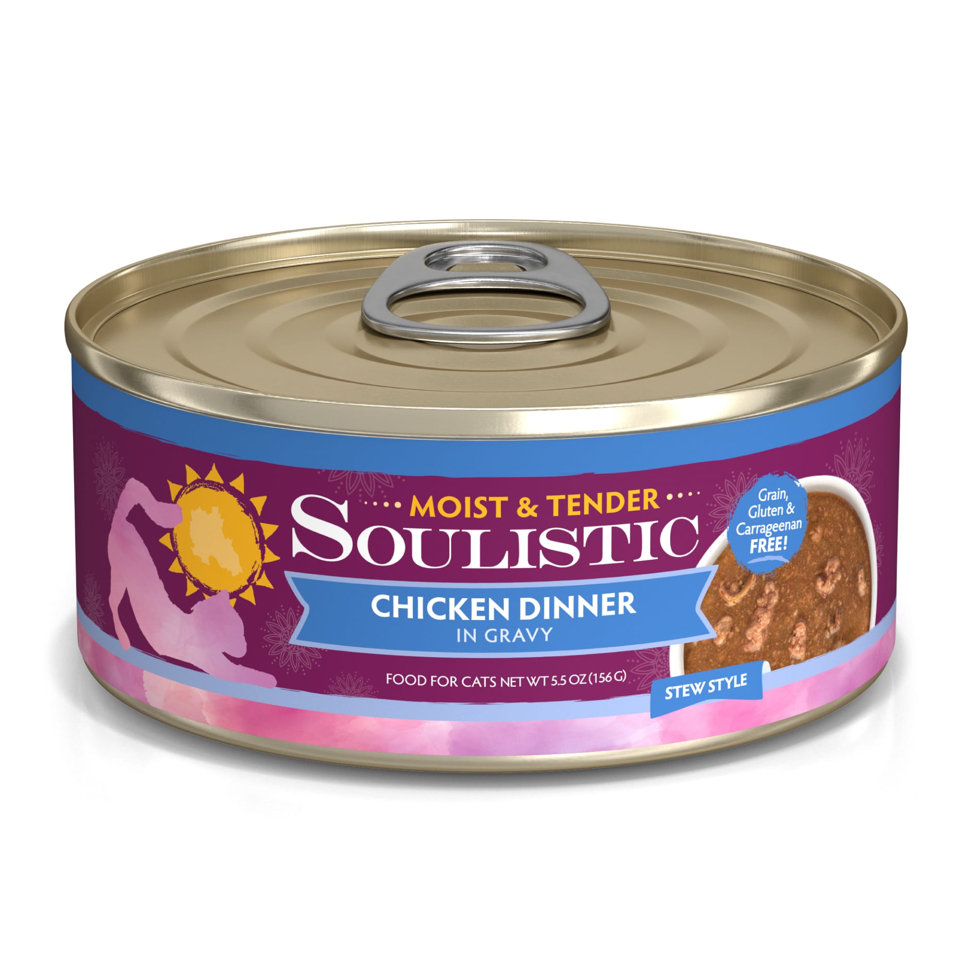 Soulistic Moist & Tender Chicken Dinner in Gravy Wet Cat Food, 5.5 oz