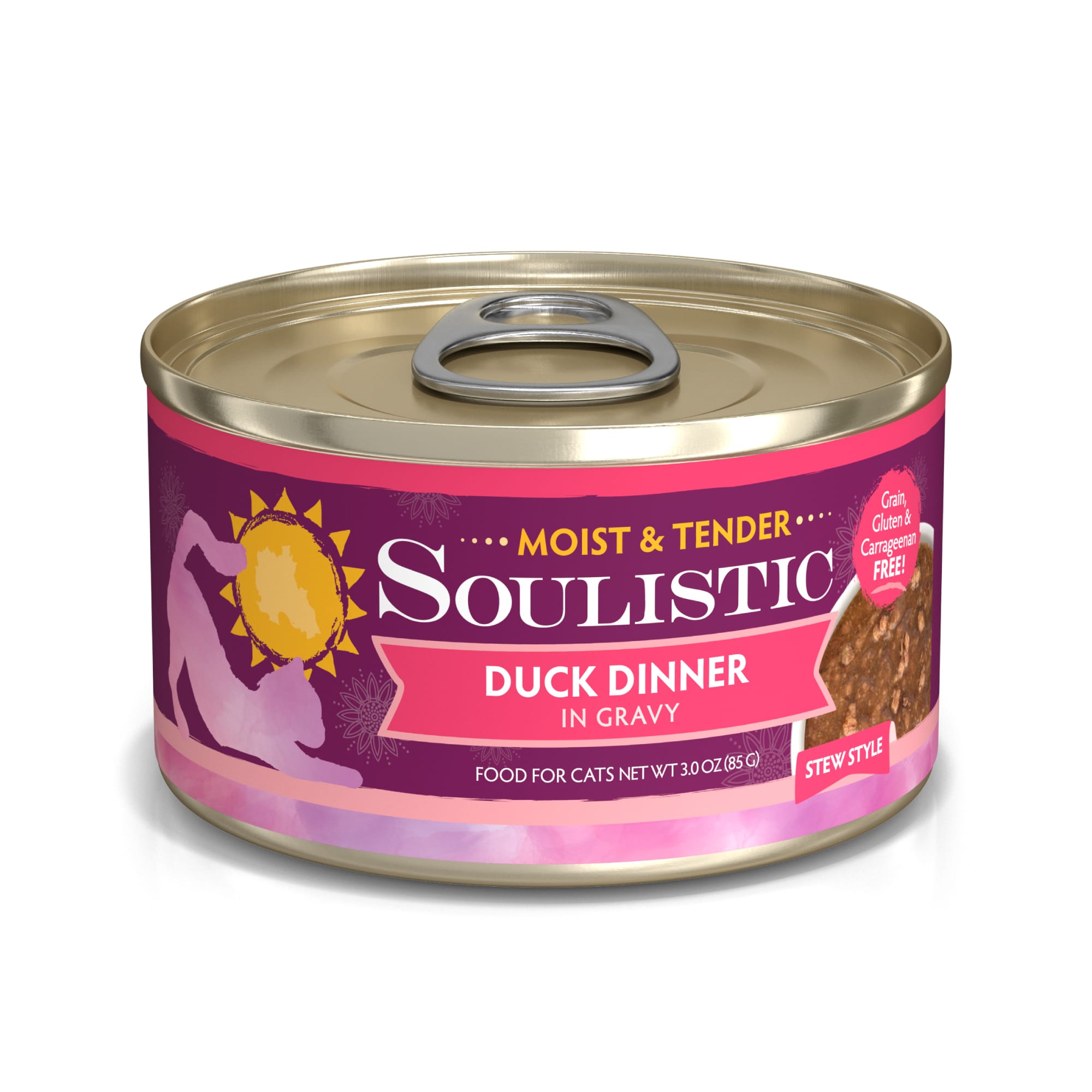 Soulistic Moist Tender Duck Dinner in Gravy Wet Cat Food 3 oz. Case of 12