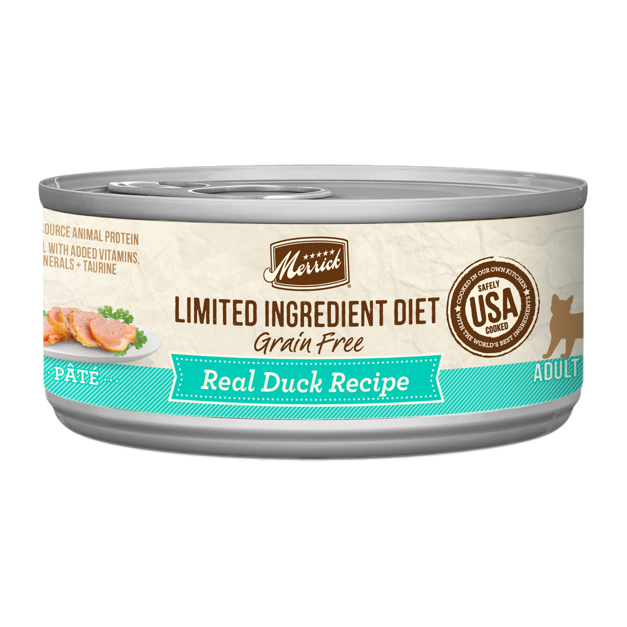 Merrick Limited Ingredient Diet Grain Free Real Duck Recipe Pate Wet Cat Food 5 oz. Case of 24 Petco